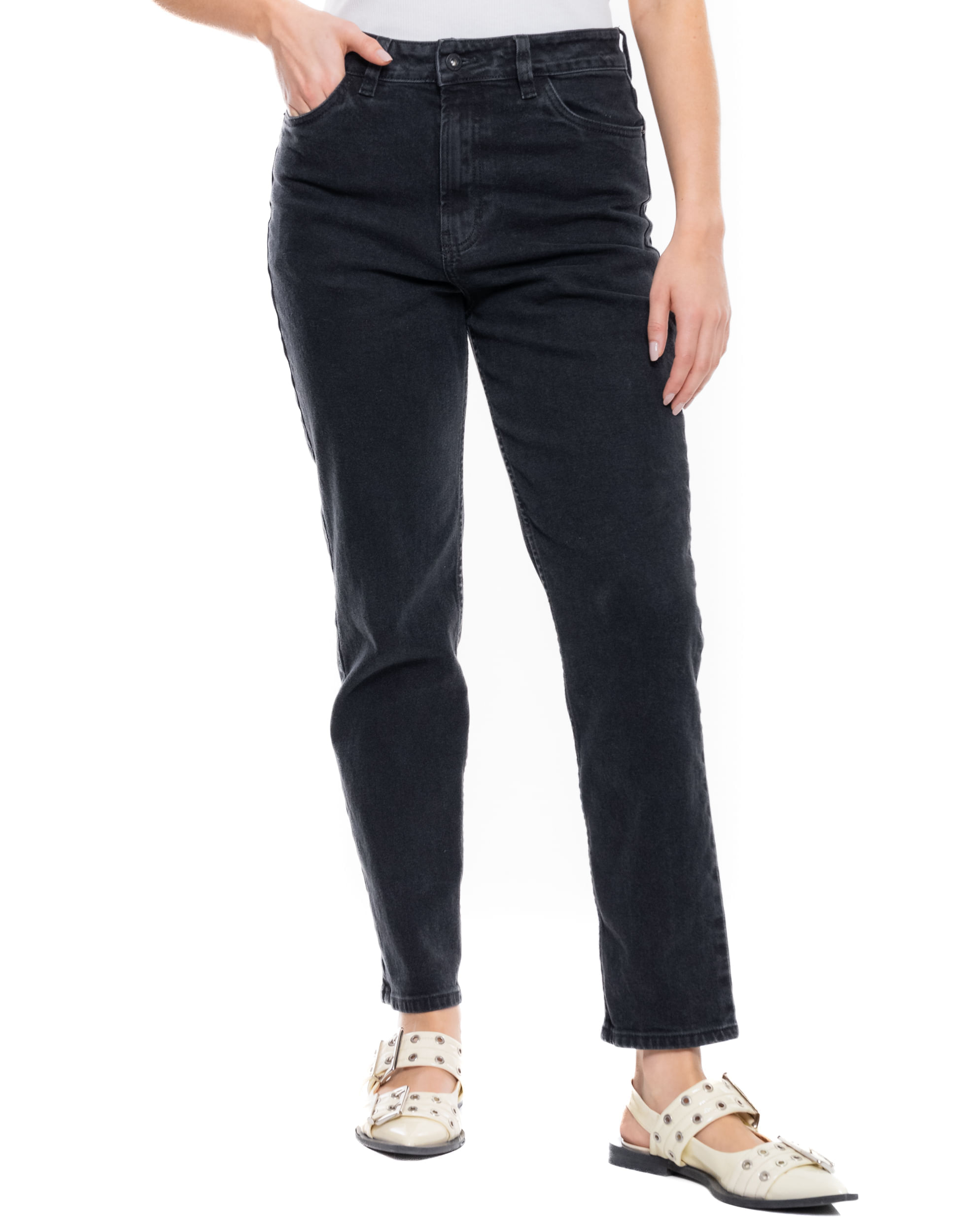 Black Denim Mom Fit Jeans