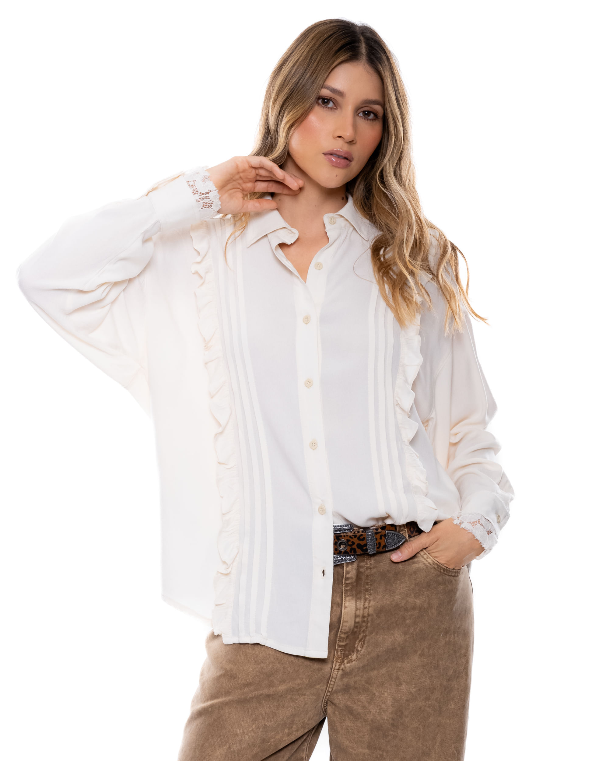 Camisa Manga Larga Con Boleros