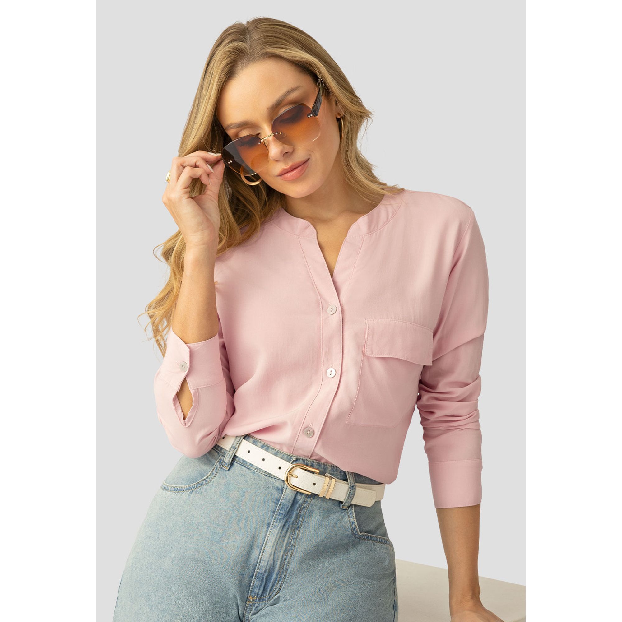 Camisa Mujer Rosa Polvo Mp 112233