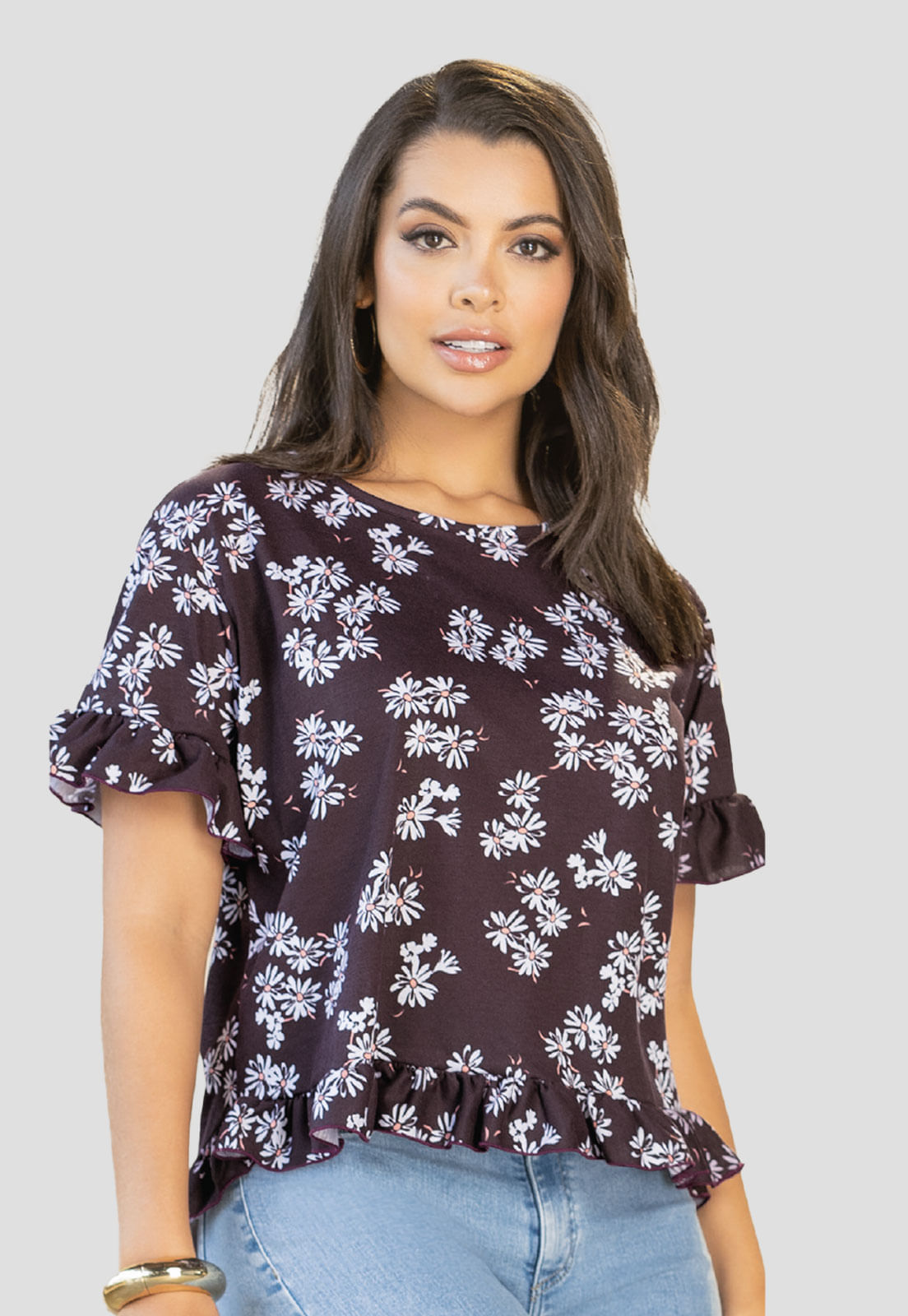 Blusa Mujer Estampado Mora Oscuro Mp 112218