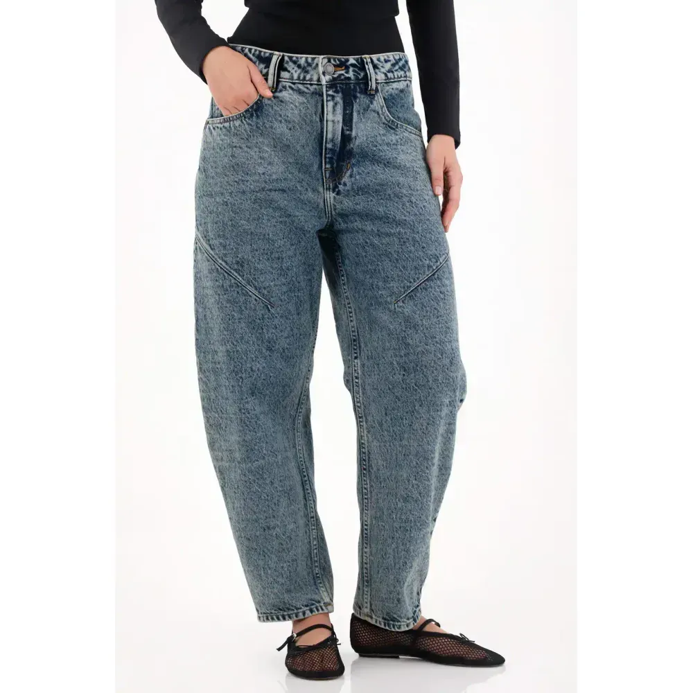 Jean Slouchy tiro bajo azul para mujer