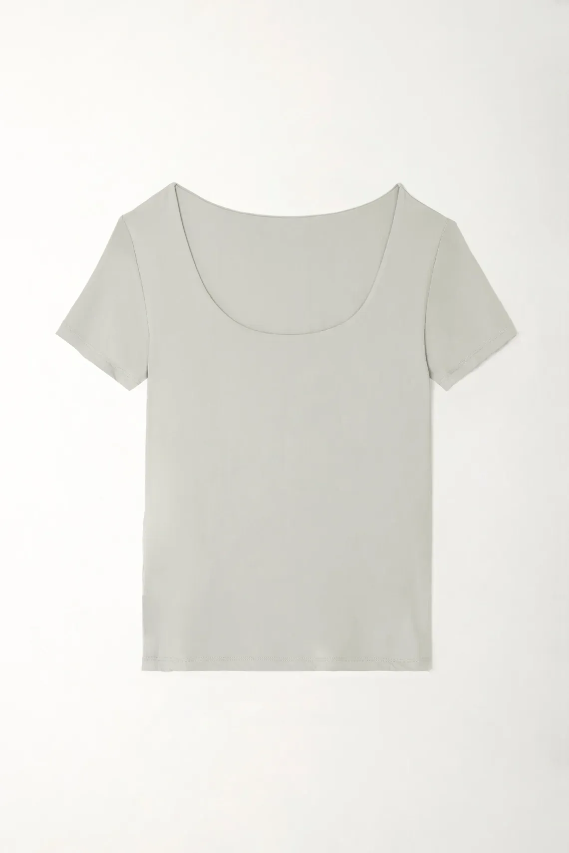 Camiseta básica manga corta verde para mujer