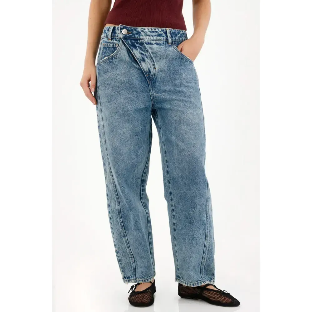 Jean Horseshoe tiro bajo azul para mujer