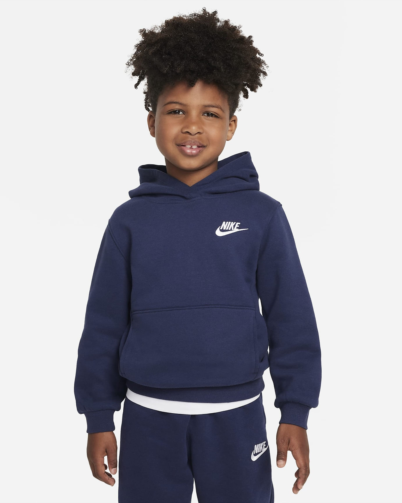 Buzo Hoodie Nike Niño NSW Club Fleece LBR PO 86L088-U90 Azul Casual