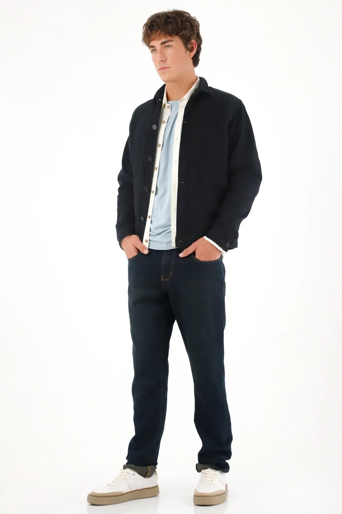 Jean Straight tiro medio azul para hombre