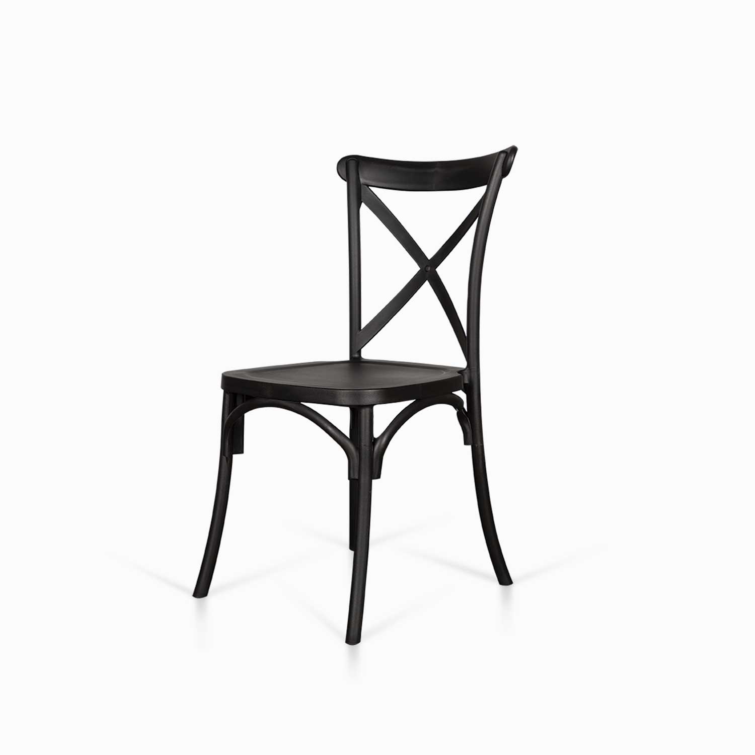 Silla X negra en plástico apilable