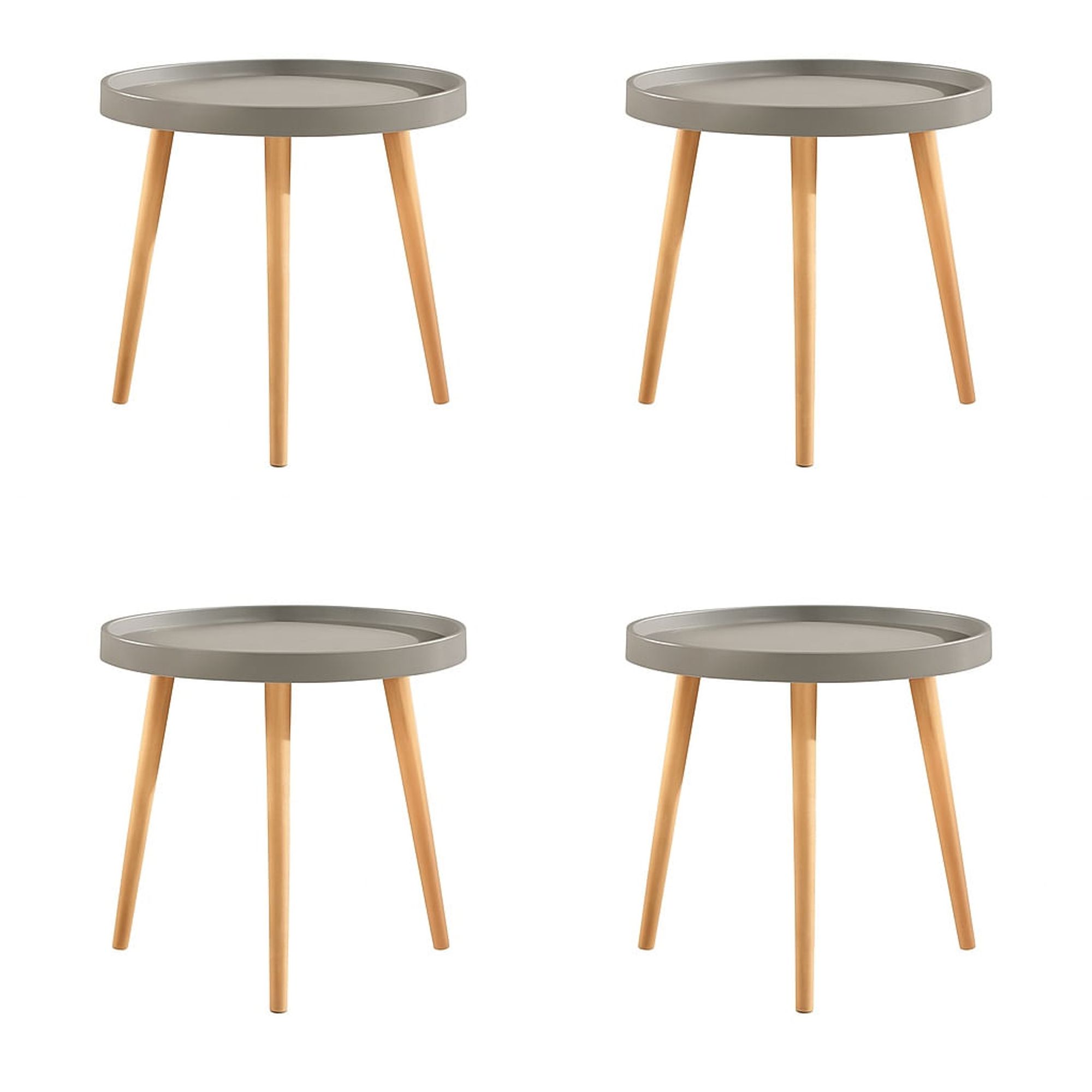 Mesa Auxiliar Pequeña Redonda 49x44cm Gris Set x4