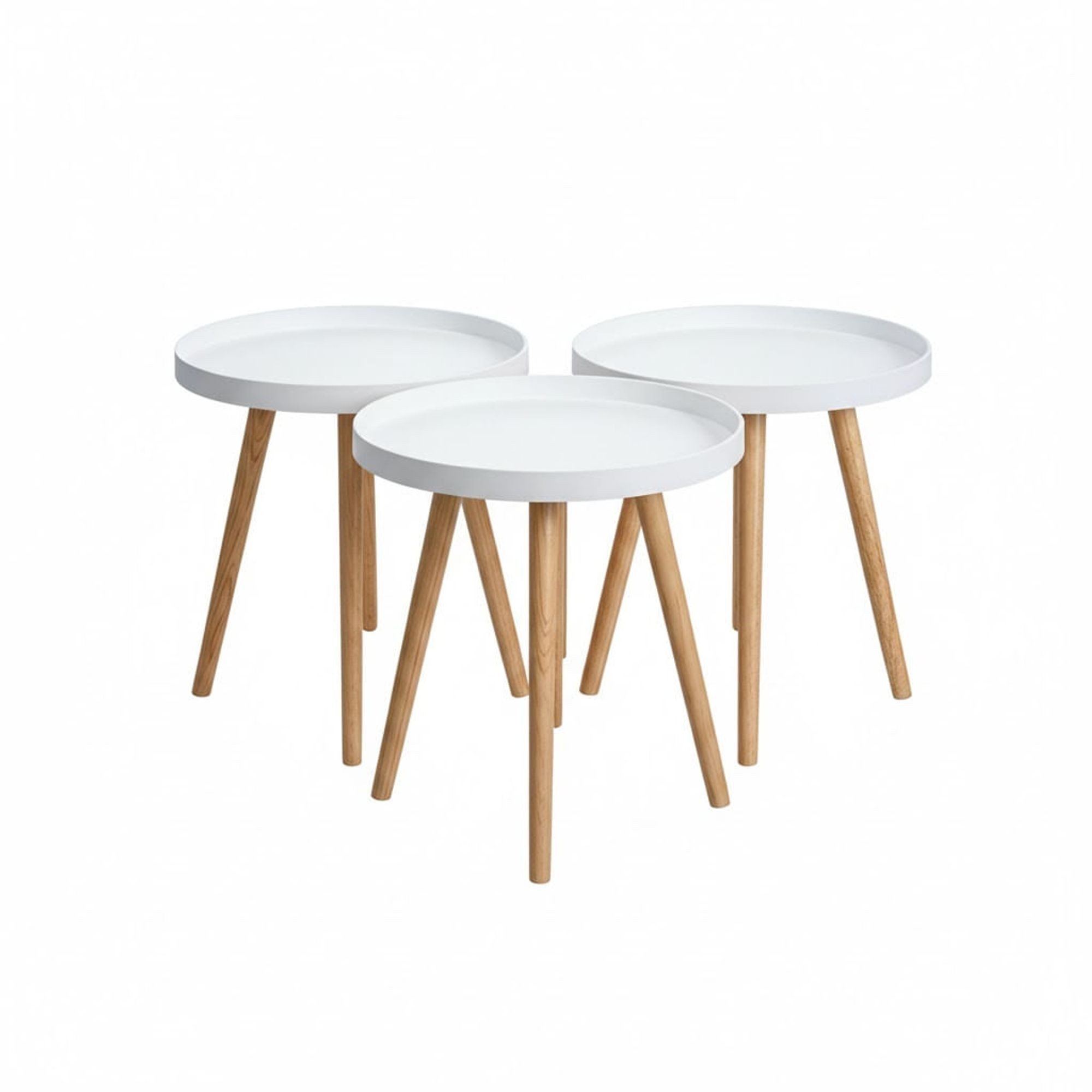 Mesa Auxiliar Pequeña Redonda 49x44cm Blanca Set x3