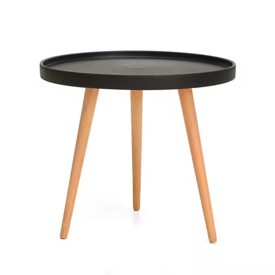 Mesa Auxiliar Pequeña Redonda 49x44cm Negra