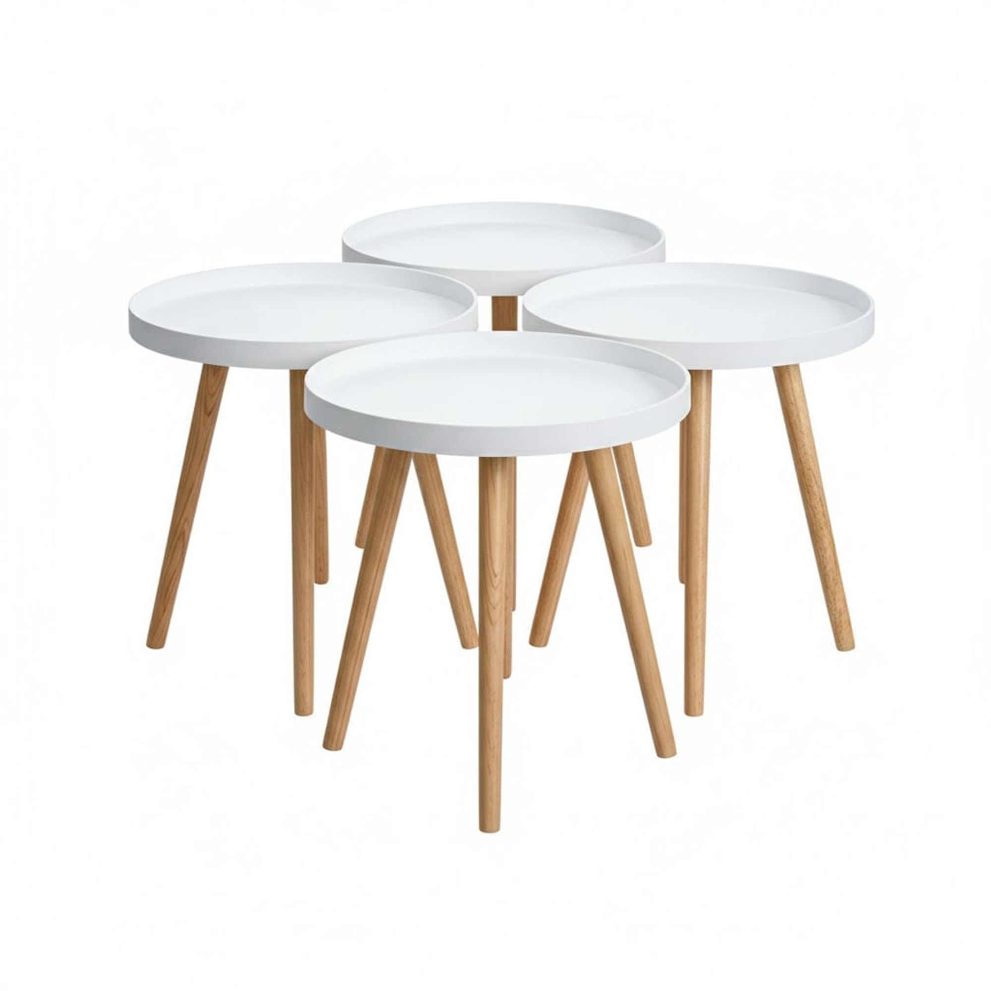 Mesa Auxiliar Pequeña Redonda 49x44cm Blanca Set x4