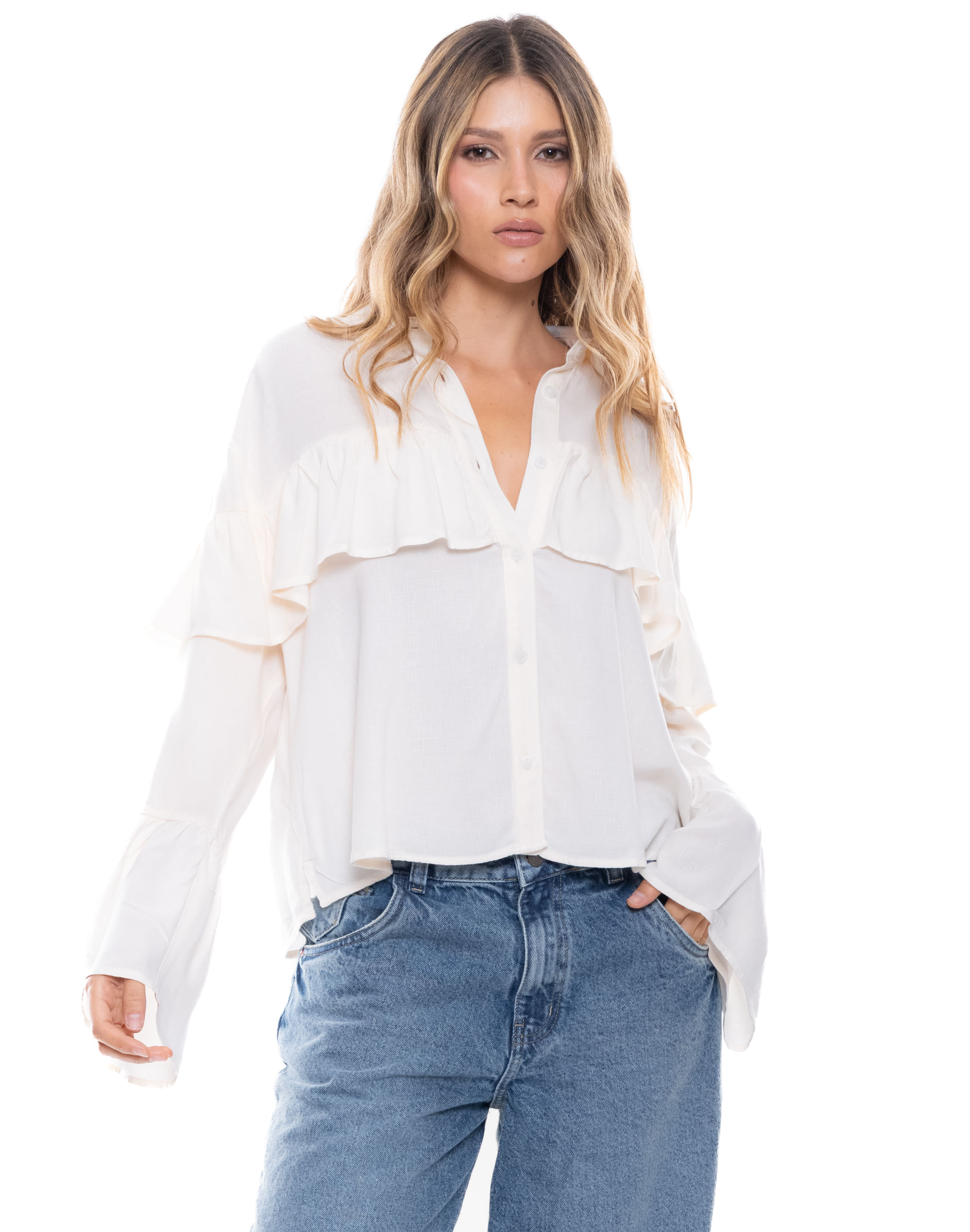 Camisa Manga Larga Con Boleros