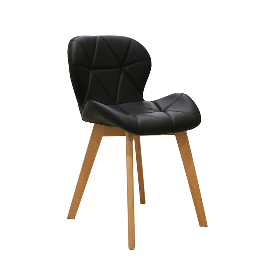 Silla Moderna Gongga Acolchada Tapizada Cuero Negra