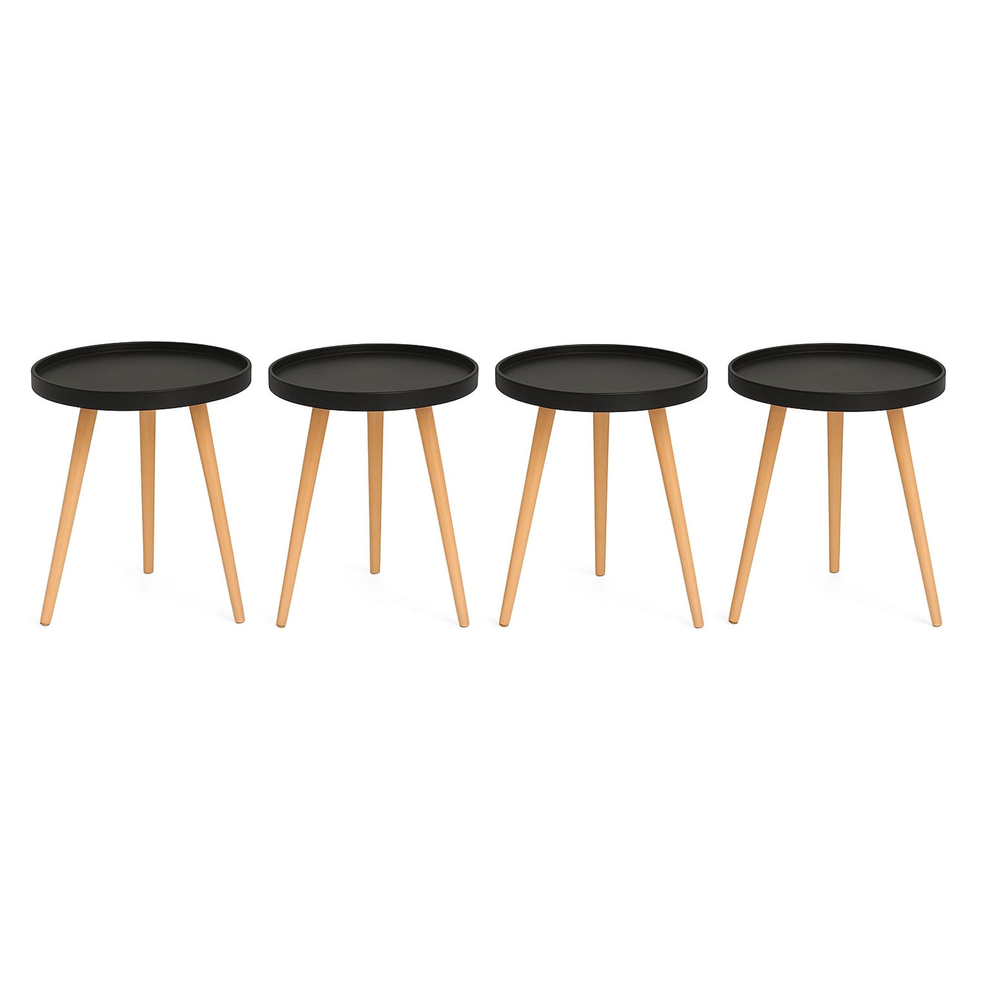 Mesa Auxiliar Pequeña Redonda 49x44cm Negra Set x4