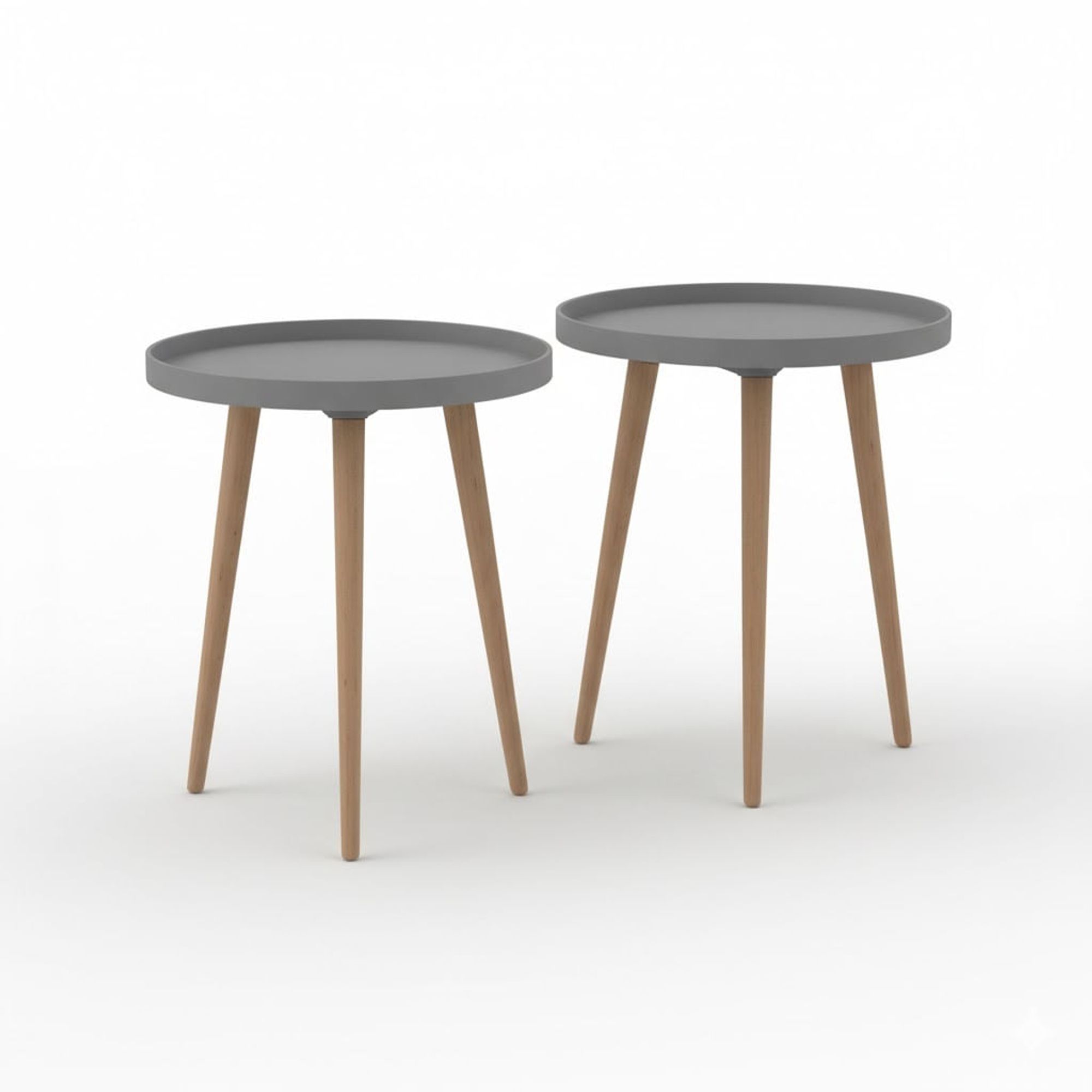 Mesa Auxiliar Pequeña Redonda 49x44cm Gris Set x2