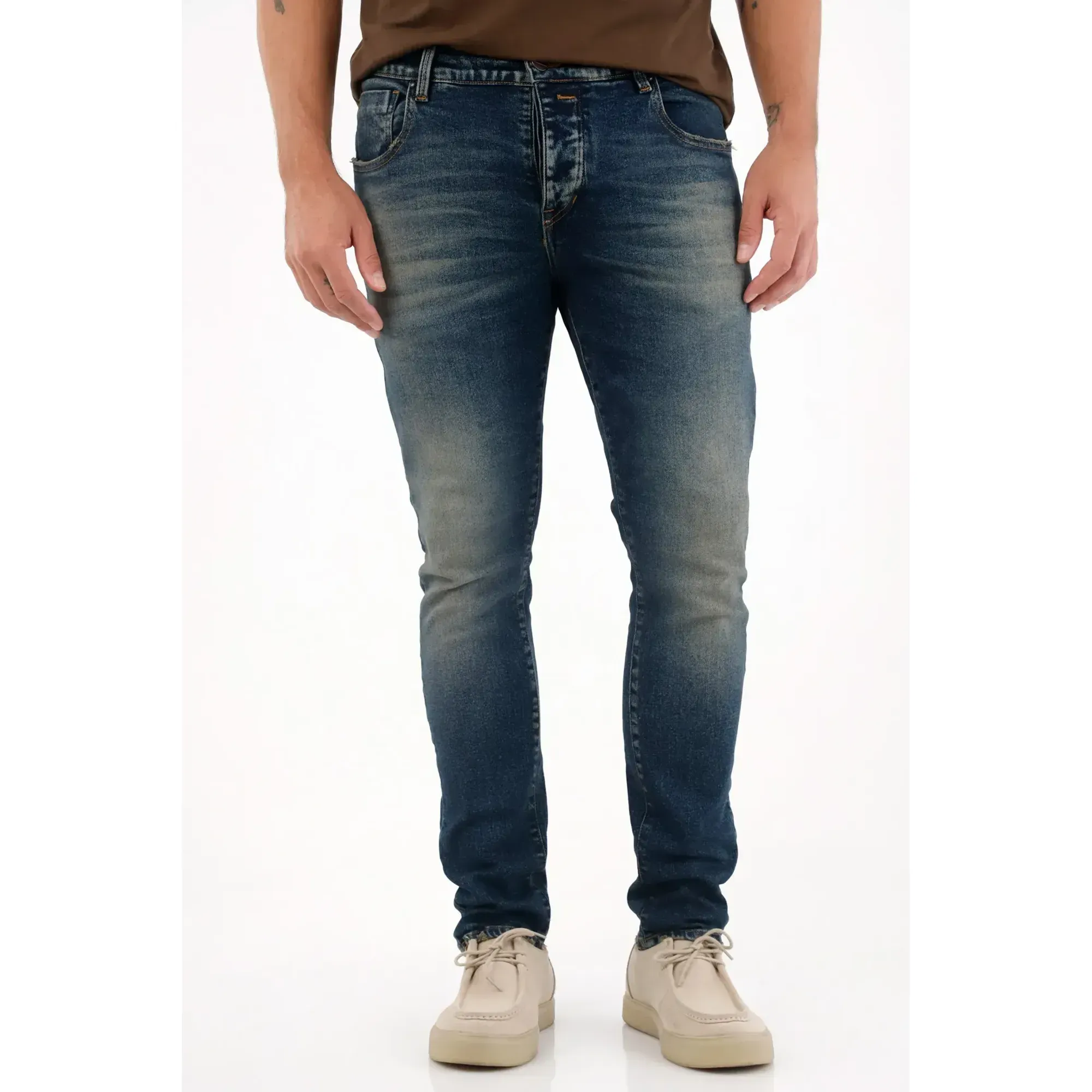 Jean Skinny con desgastes azul para hombre
