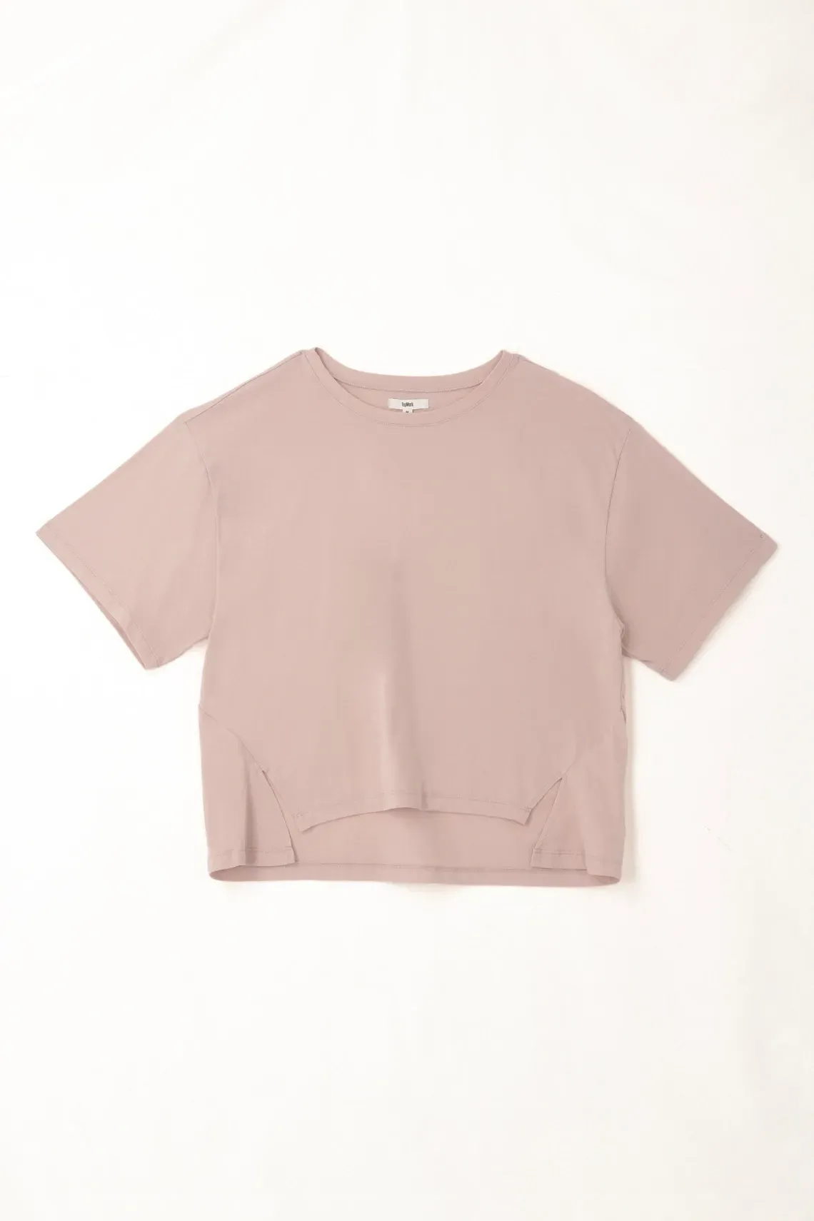 Camiseta básica cuello redondo rosada para mujer