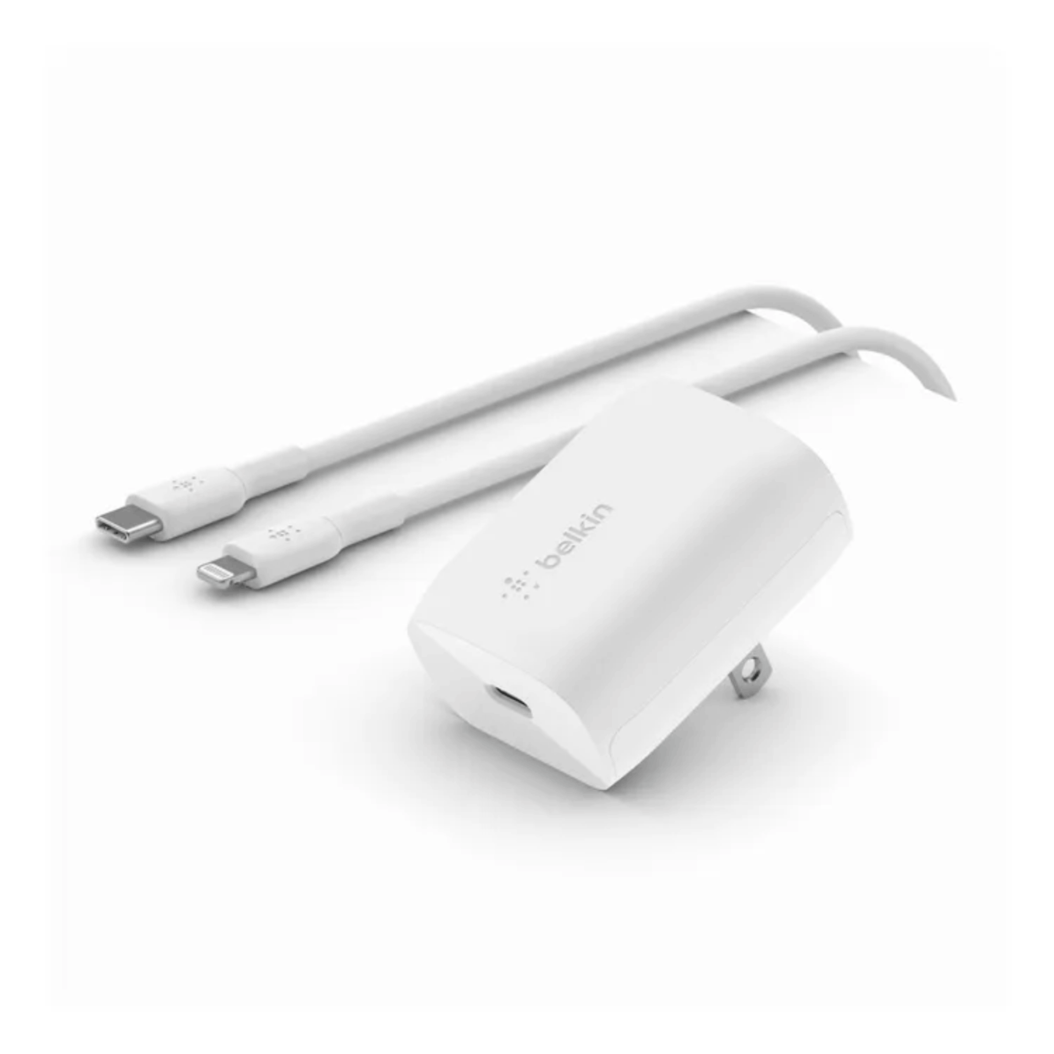 Cargador Belkin USBC 20W Cable USBC A Lightning Blanco