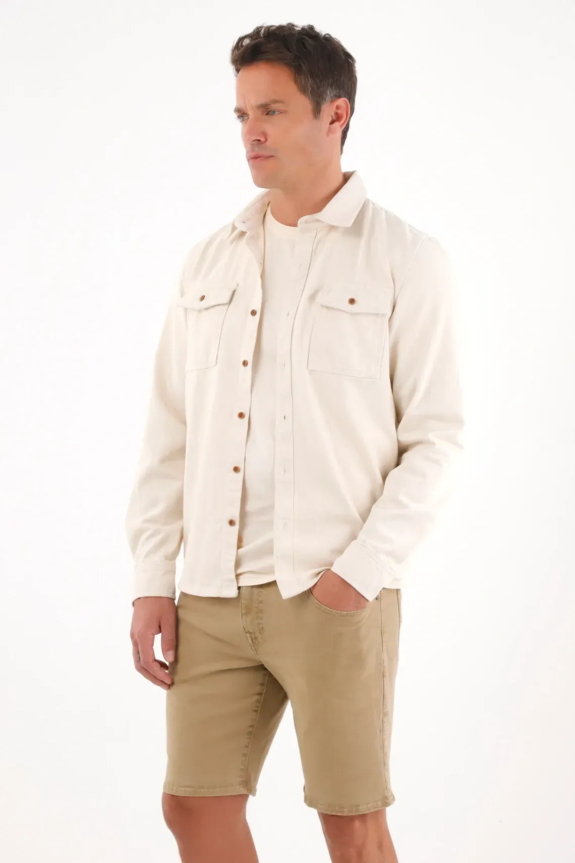 Bermuda Nudy con efecto vintage crudo para hombre