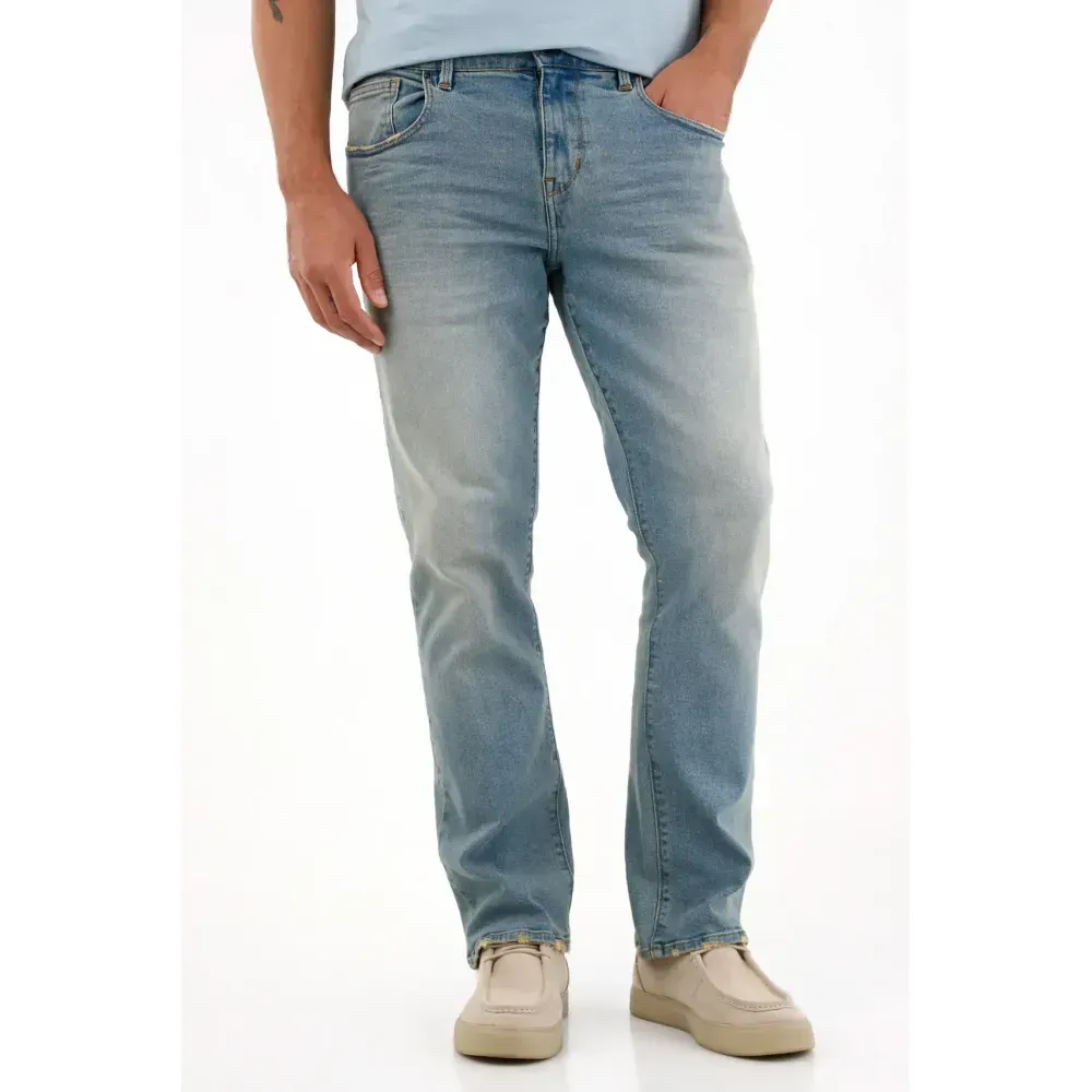 Jean Recto tono claro azul para hombre