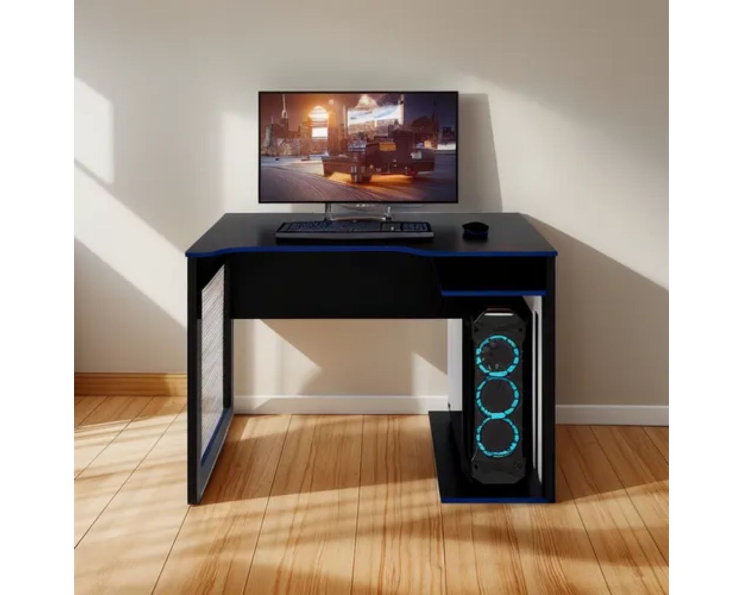 Escritorio Gamer Bonno Thonet Azul Negro 74x60x105 Cm