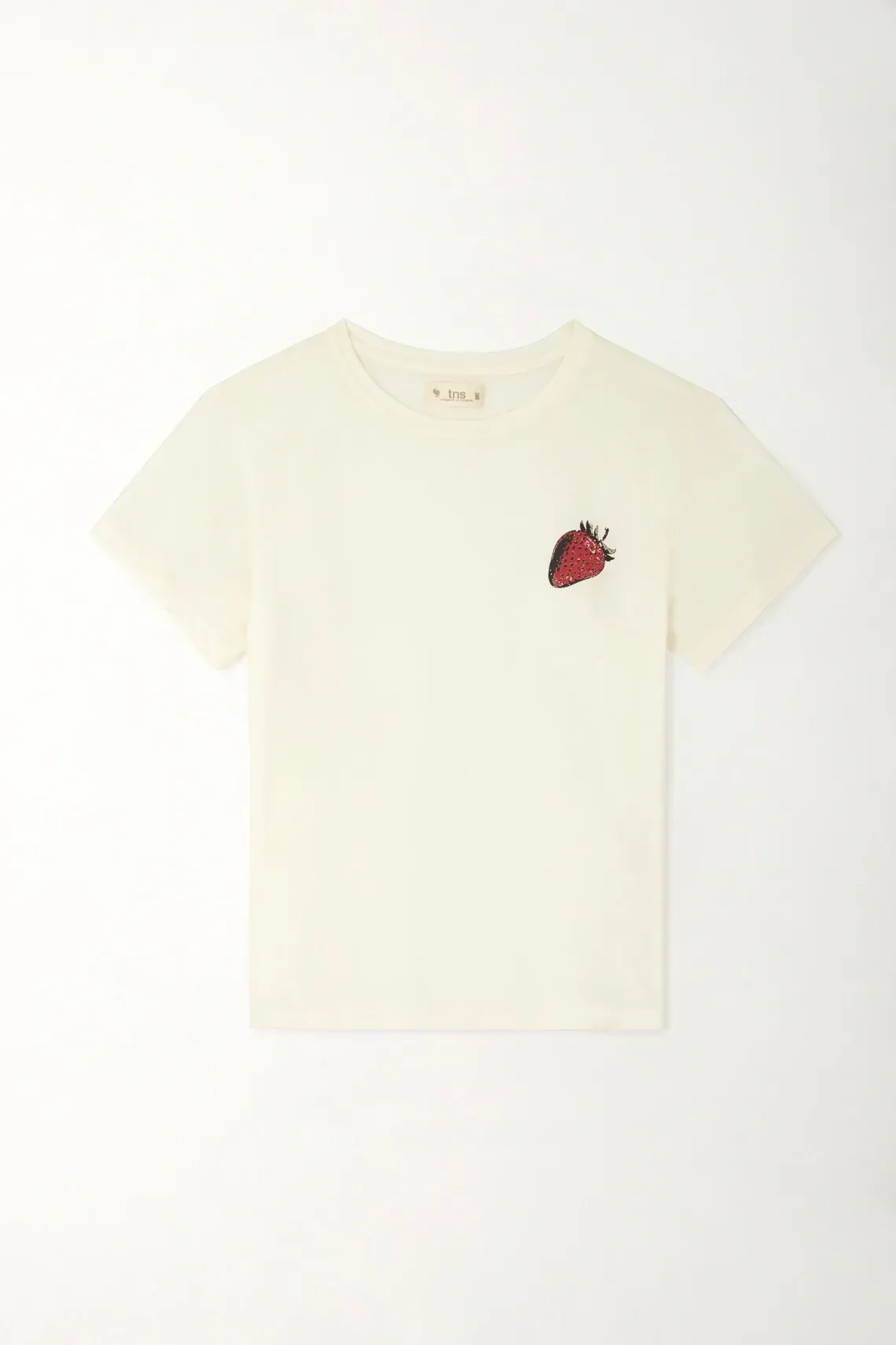 Camiseta básica manga corta crudo para mujer