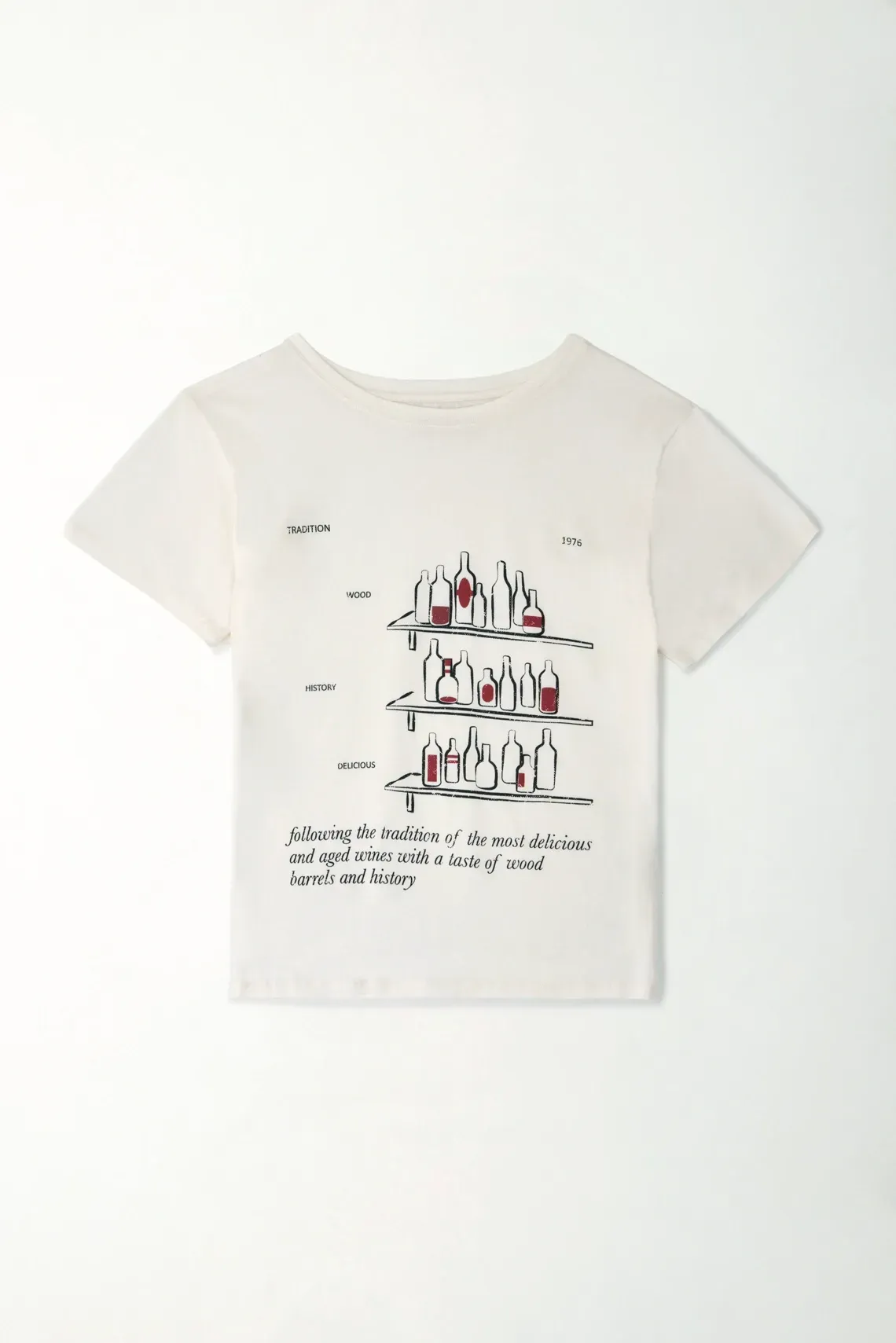 Camiseta básica con estampado localizado crudo para mujer