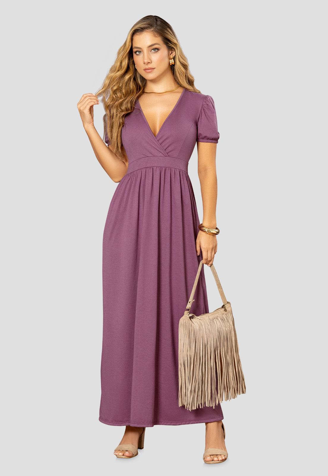 Vestido Largo Mujer Ciruela Mp 112522