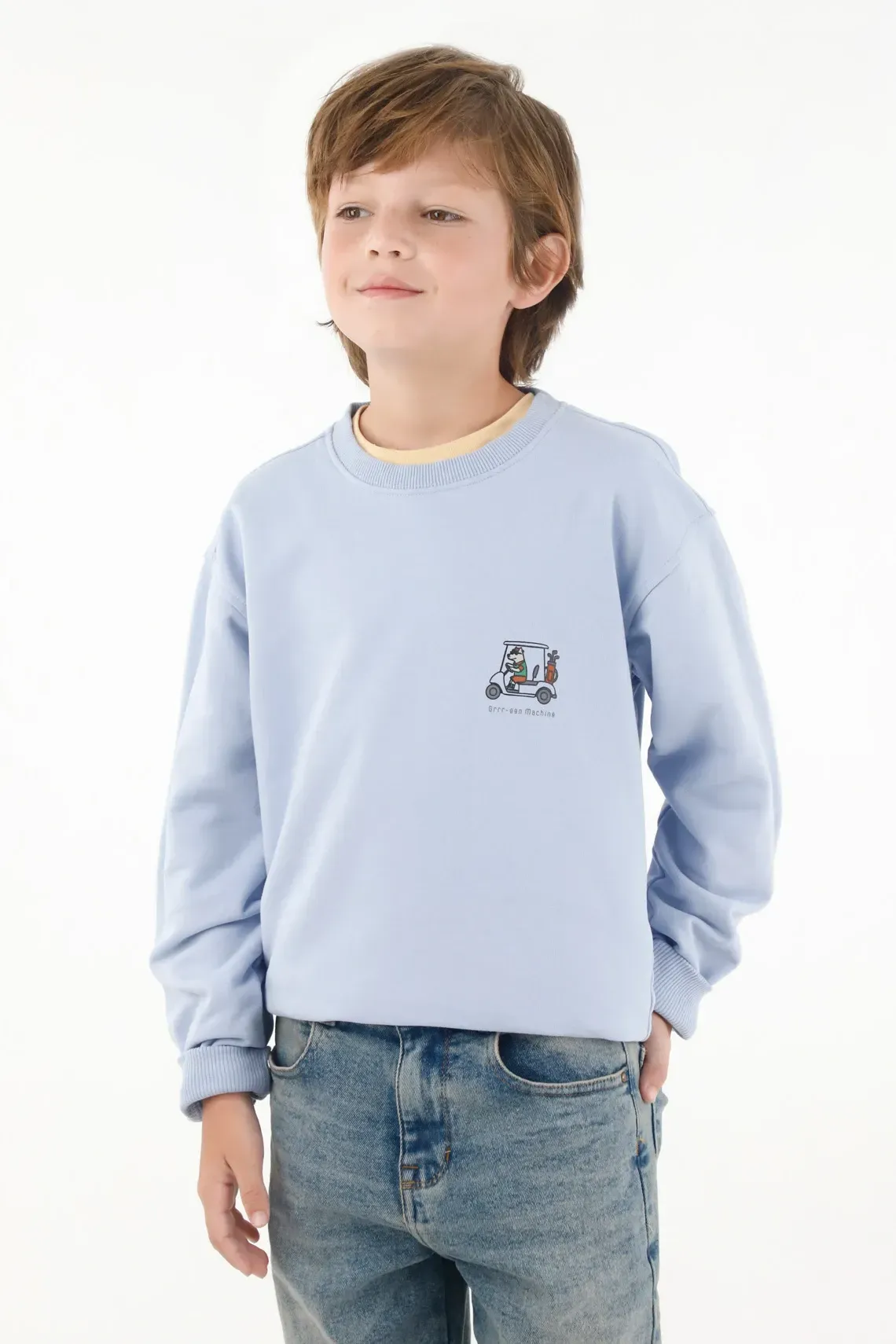Buzo cerrado estampado azul para niño