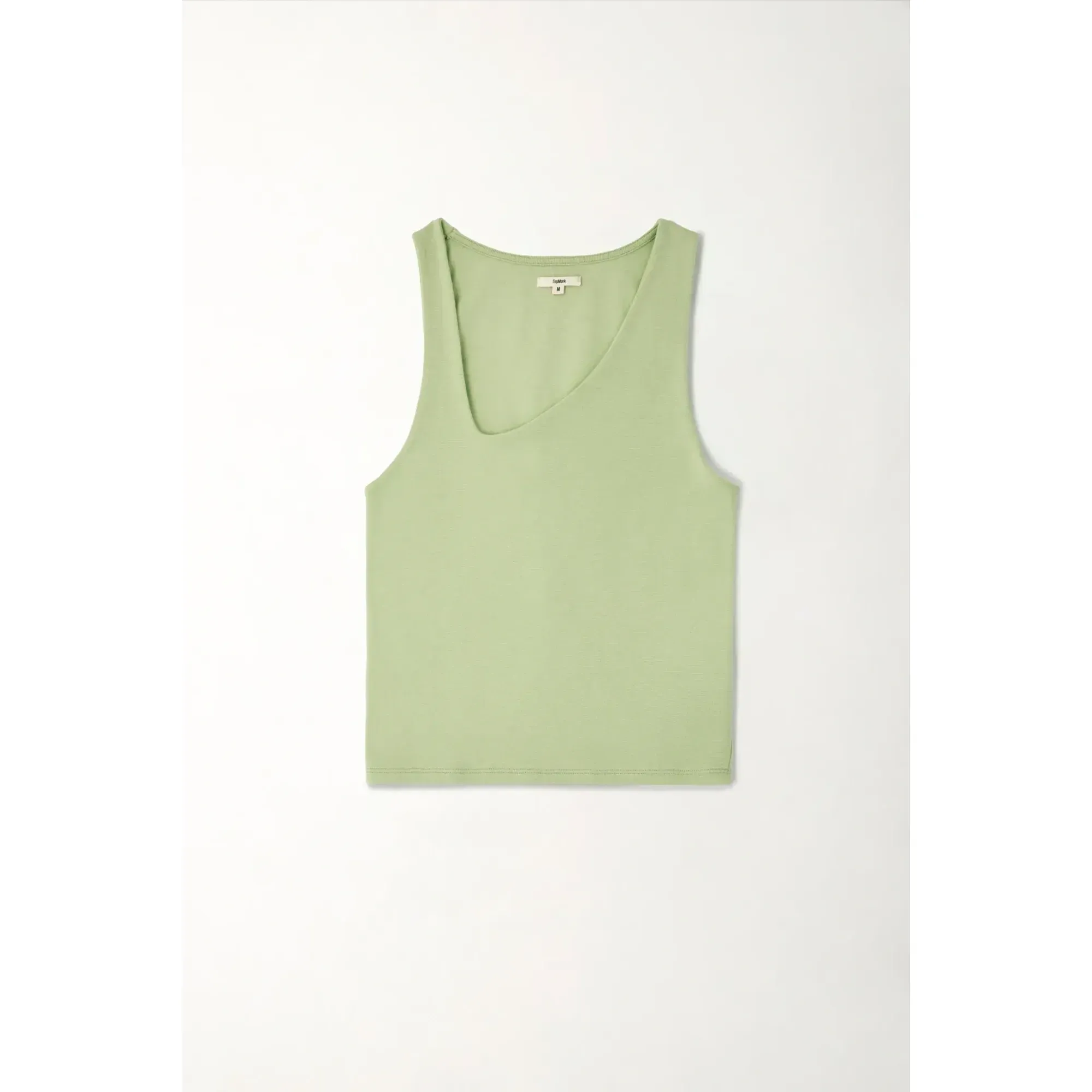 Camiseta crop en rib verde para mujer