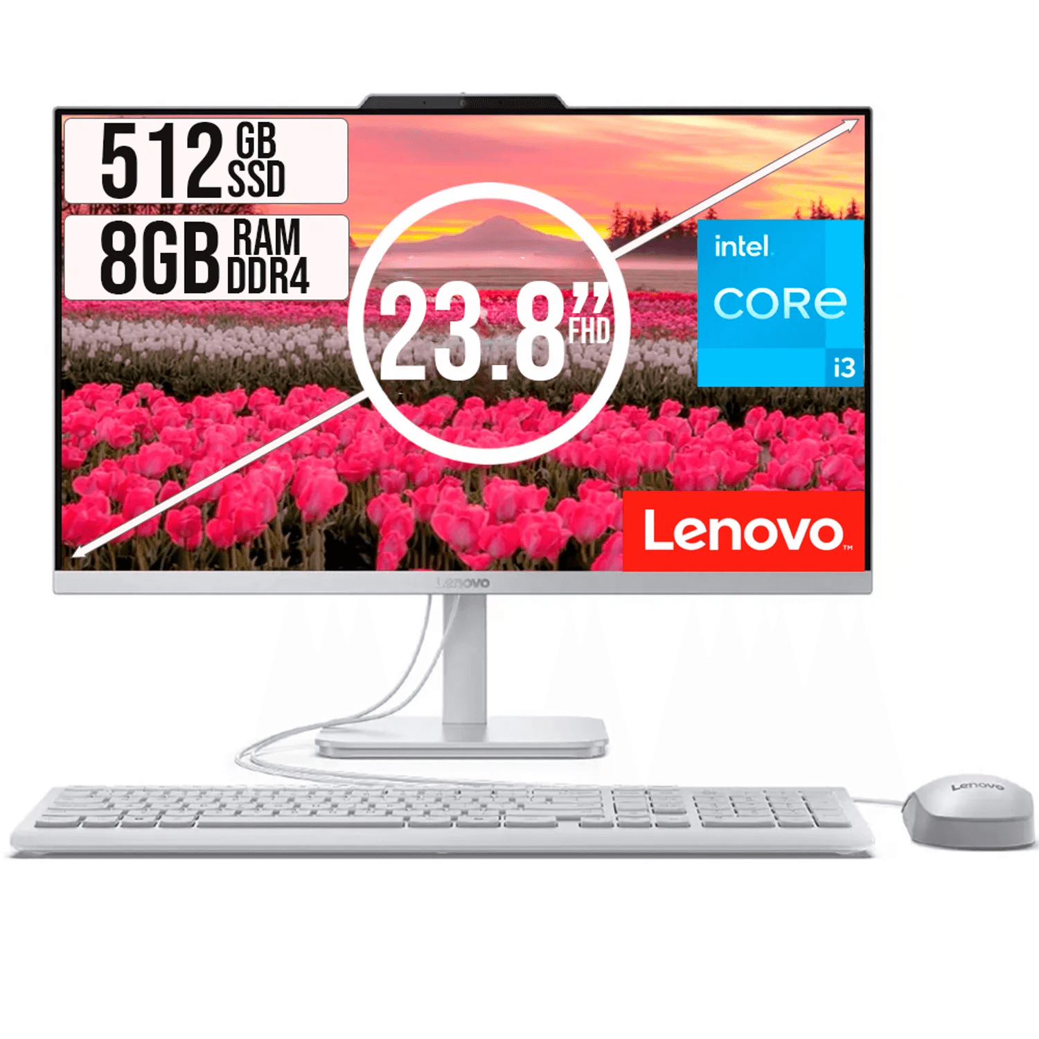 Computador AIO Lenovo Intel Core i3 N305 8Gb 512Gb 23.8 - A100