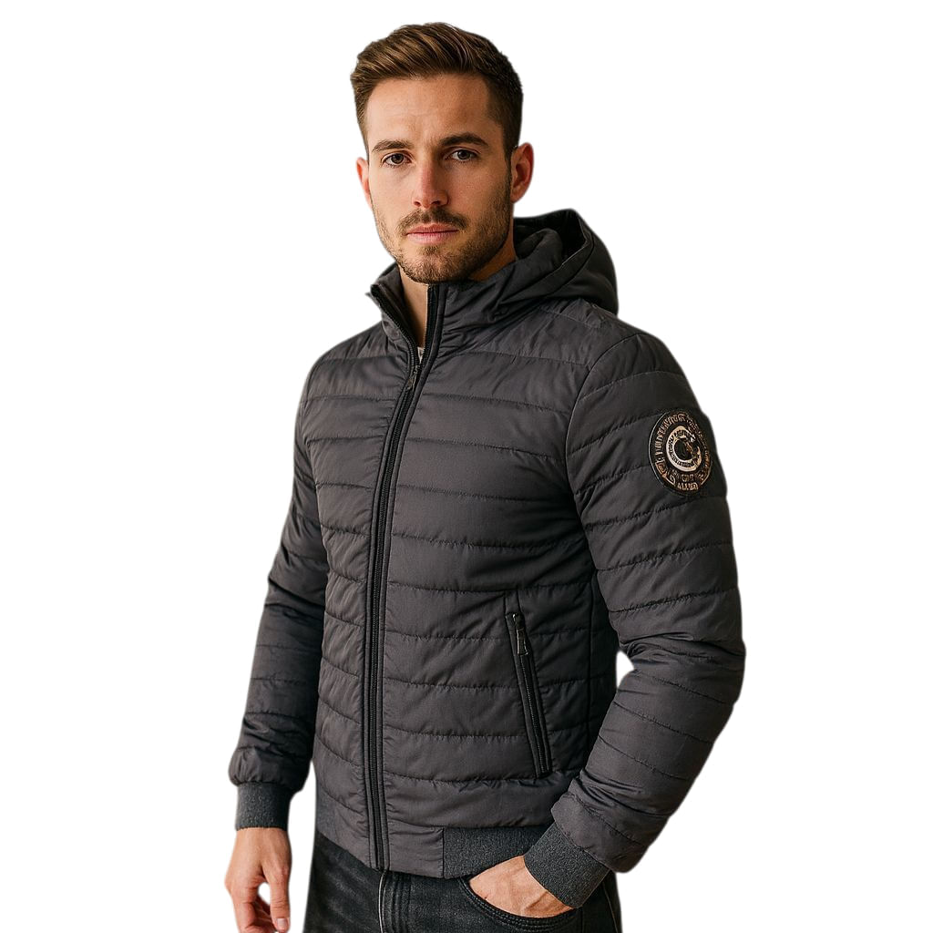 Chaqueta Impermeable GO Giache Para Hombre Con Capucha Removible Oslo Gris