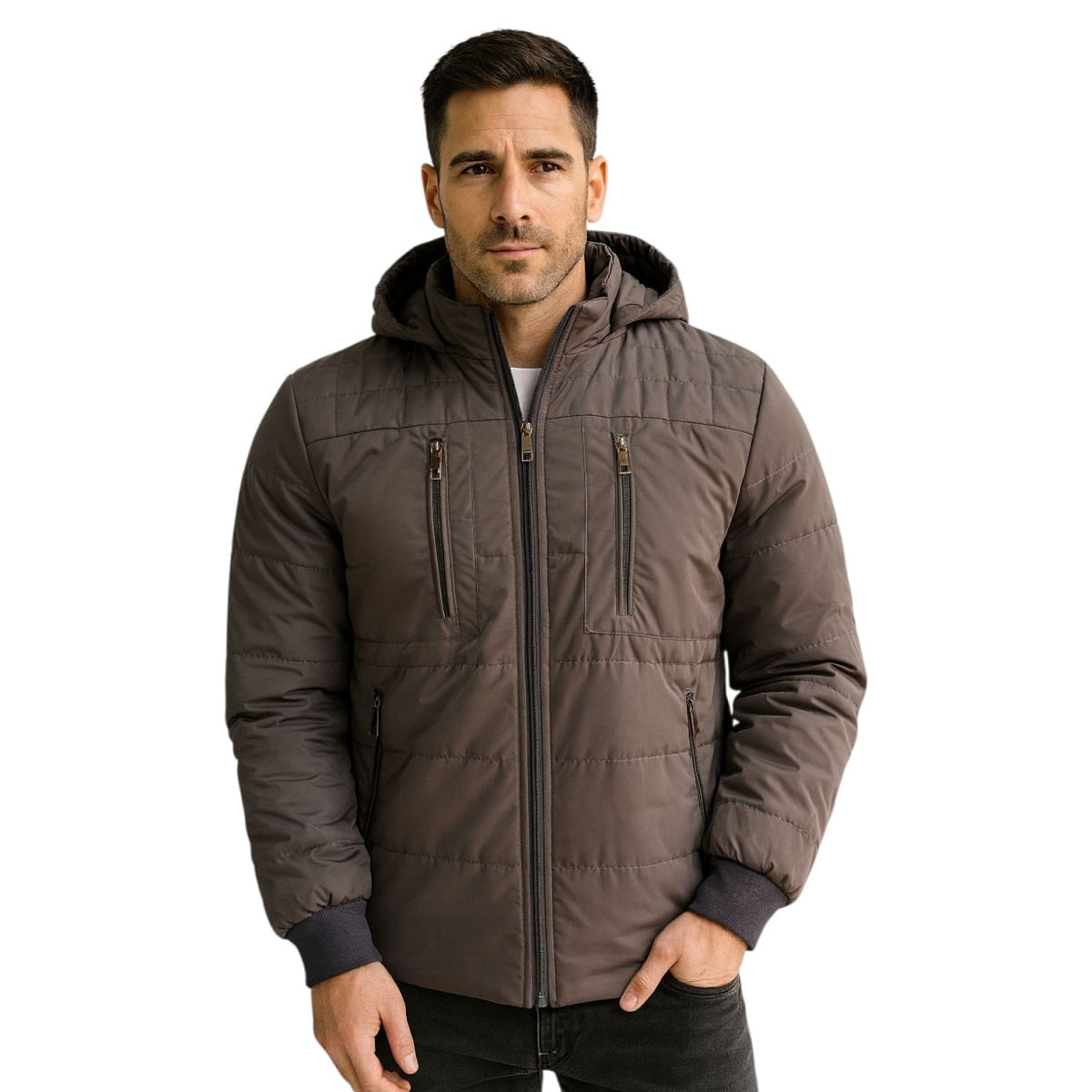 Chaqueta Impermeable GO Giache Para Hombre Con Interior En Tela Ovejera Kanu Gris Cobrizo