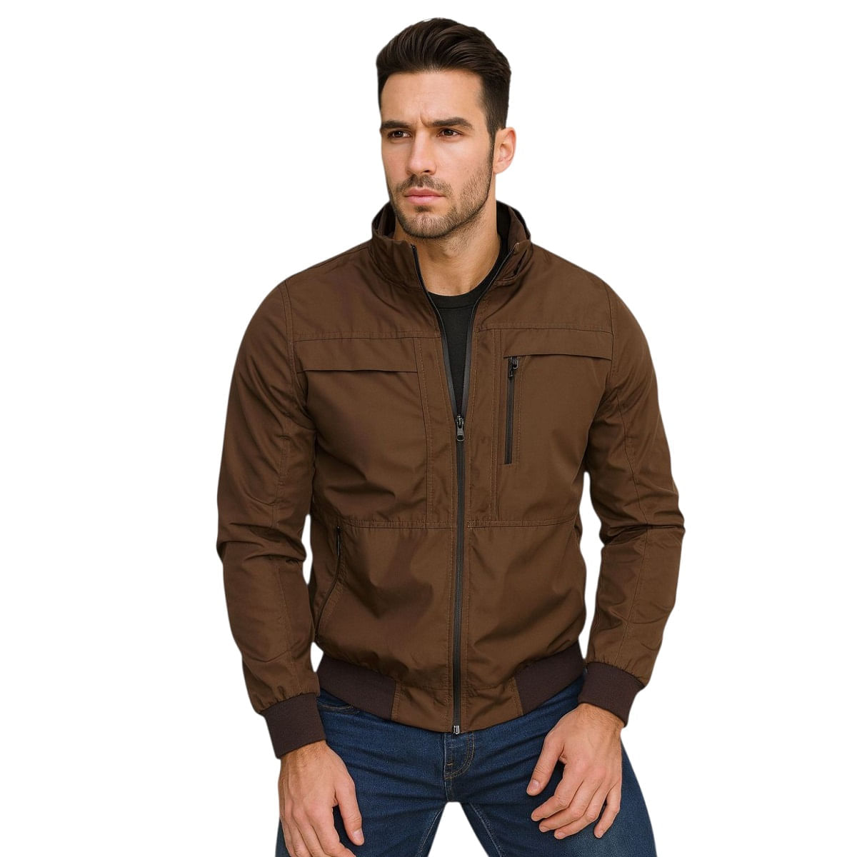 Chaqueta Impermeable GO Giache Para Hombre Con Capucha Removible Bora Marrón