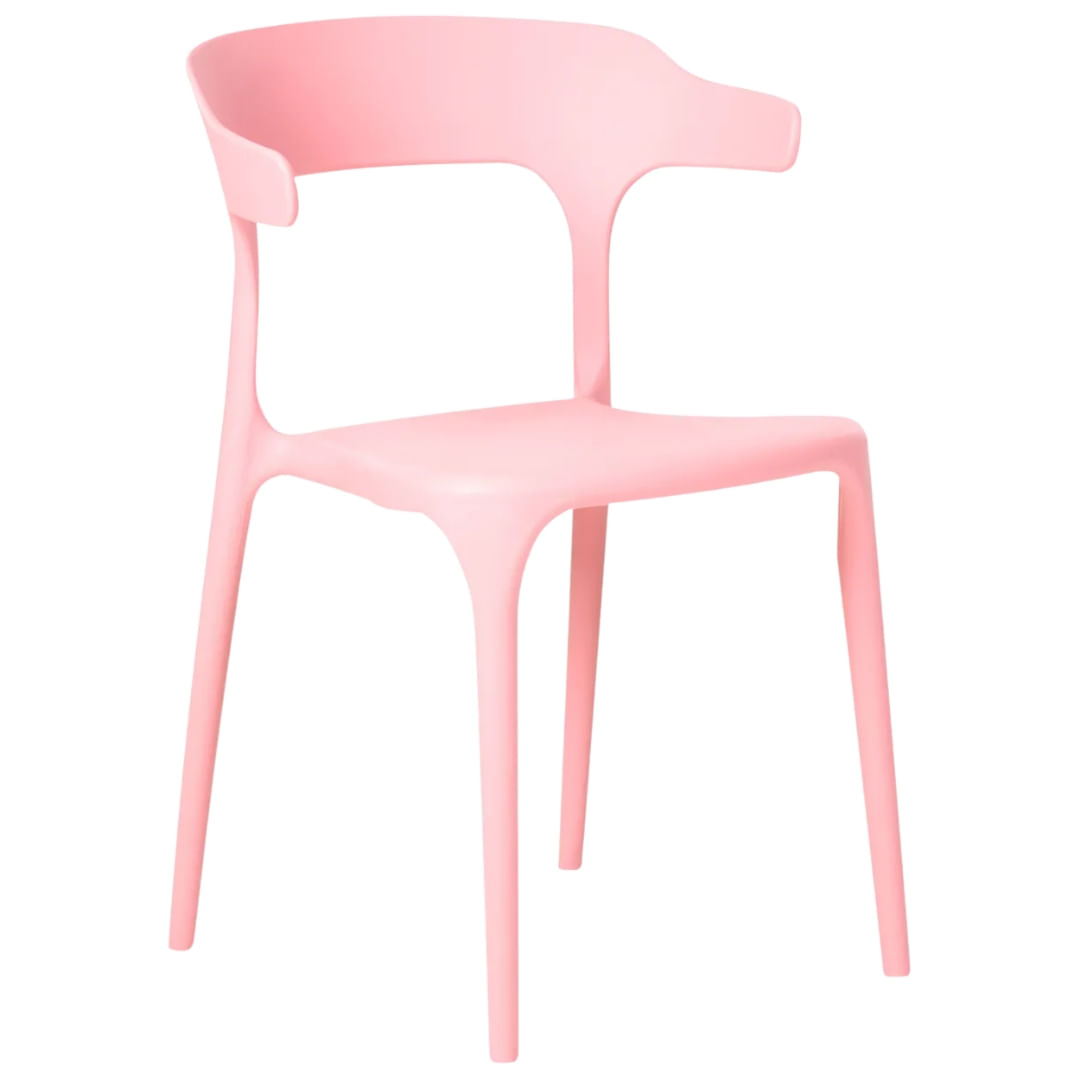 Silla De Comedor Génova Rosada Apilable Para Interior y Exterior