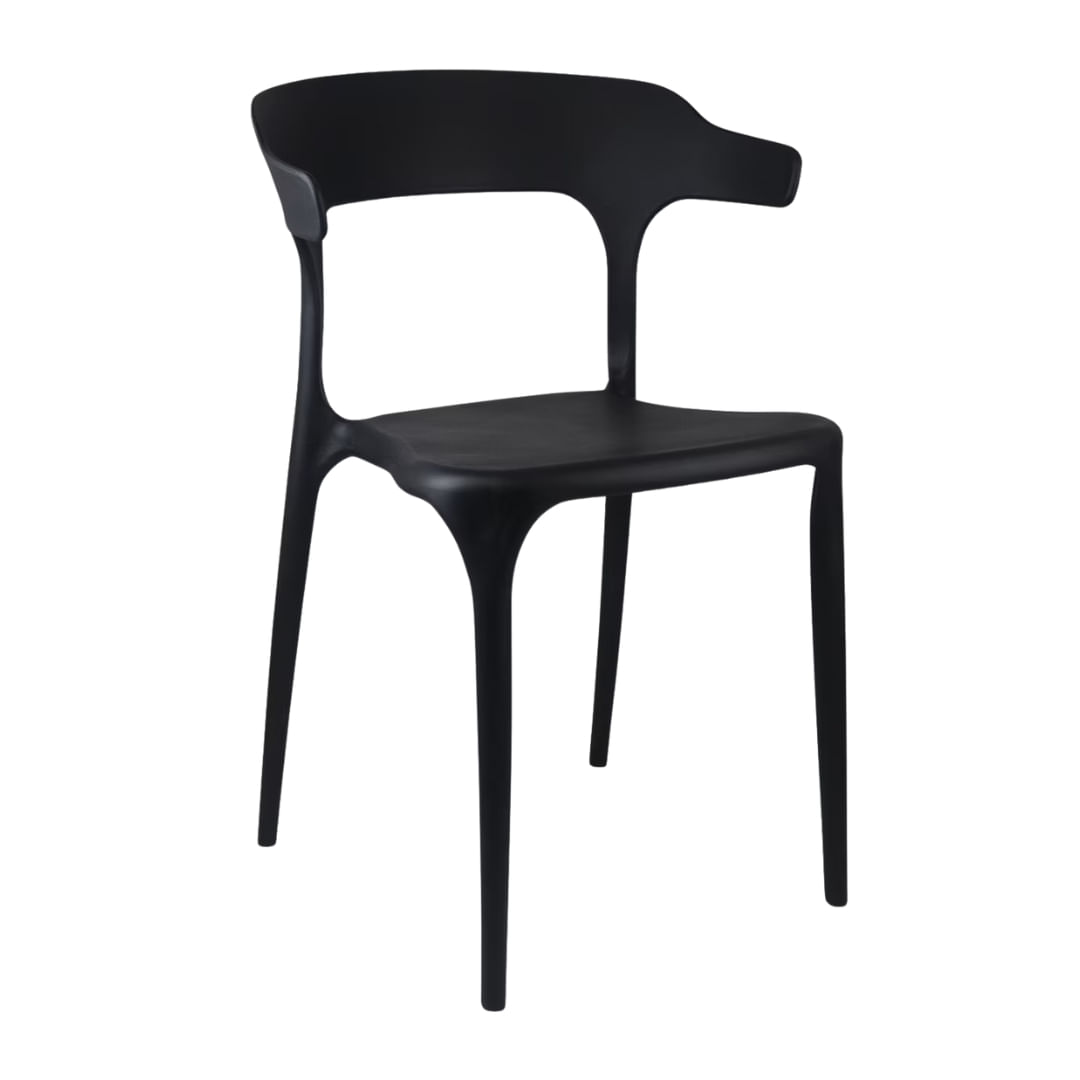 Silla De Comedor Génova Negra Apilable Para Interior y Exterior