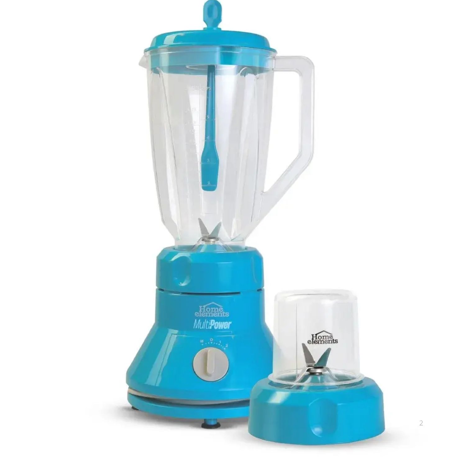 Licuadora HOME ELEMENTS con Pica Todo  2 en 1 500W Azul