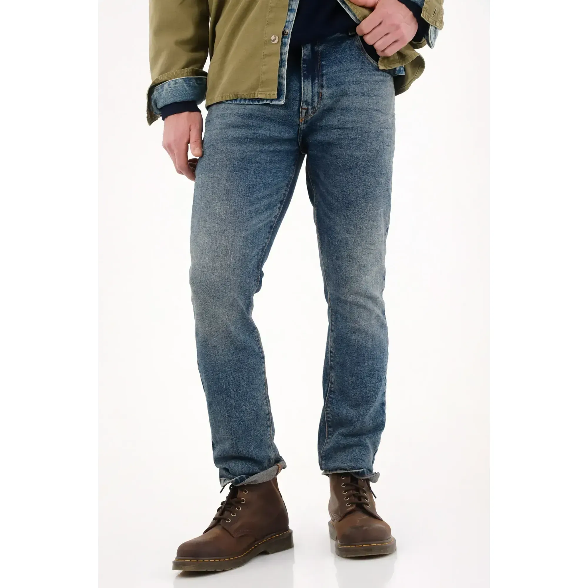 Jean Nudy cinco bolsillos azul para hombre