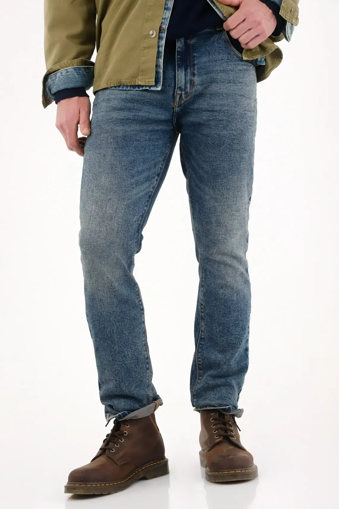 Jean Nudy cinco bolsillos azul para hombre