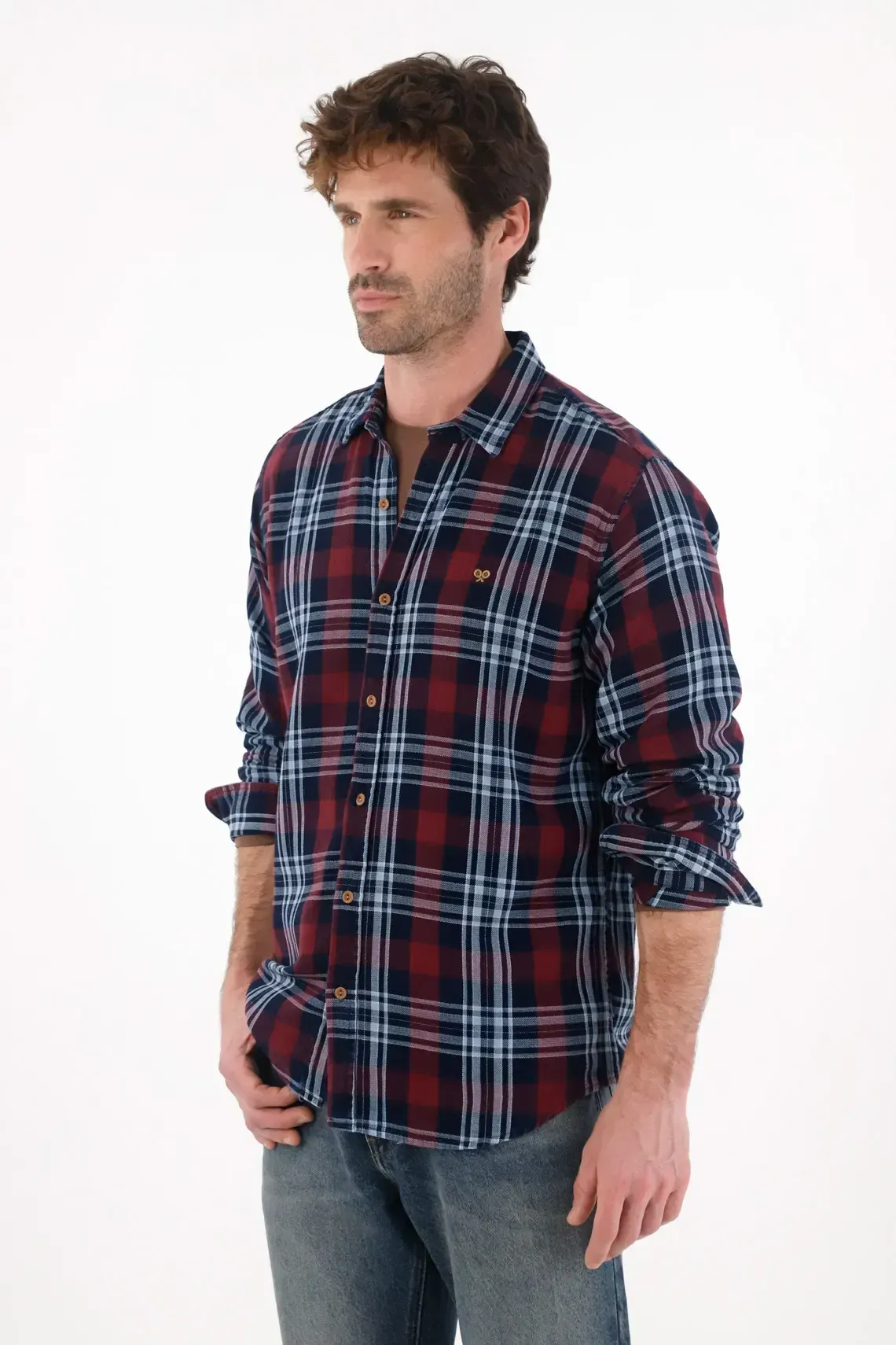 Camisa tipo leñadora azul para hombre
