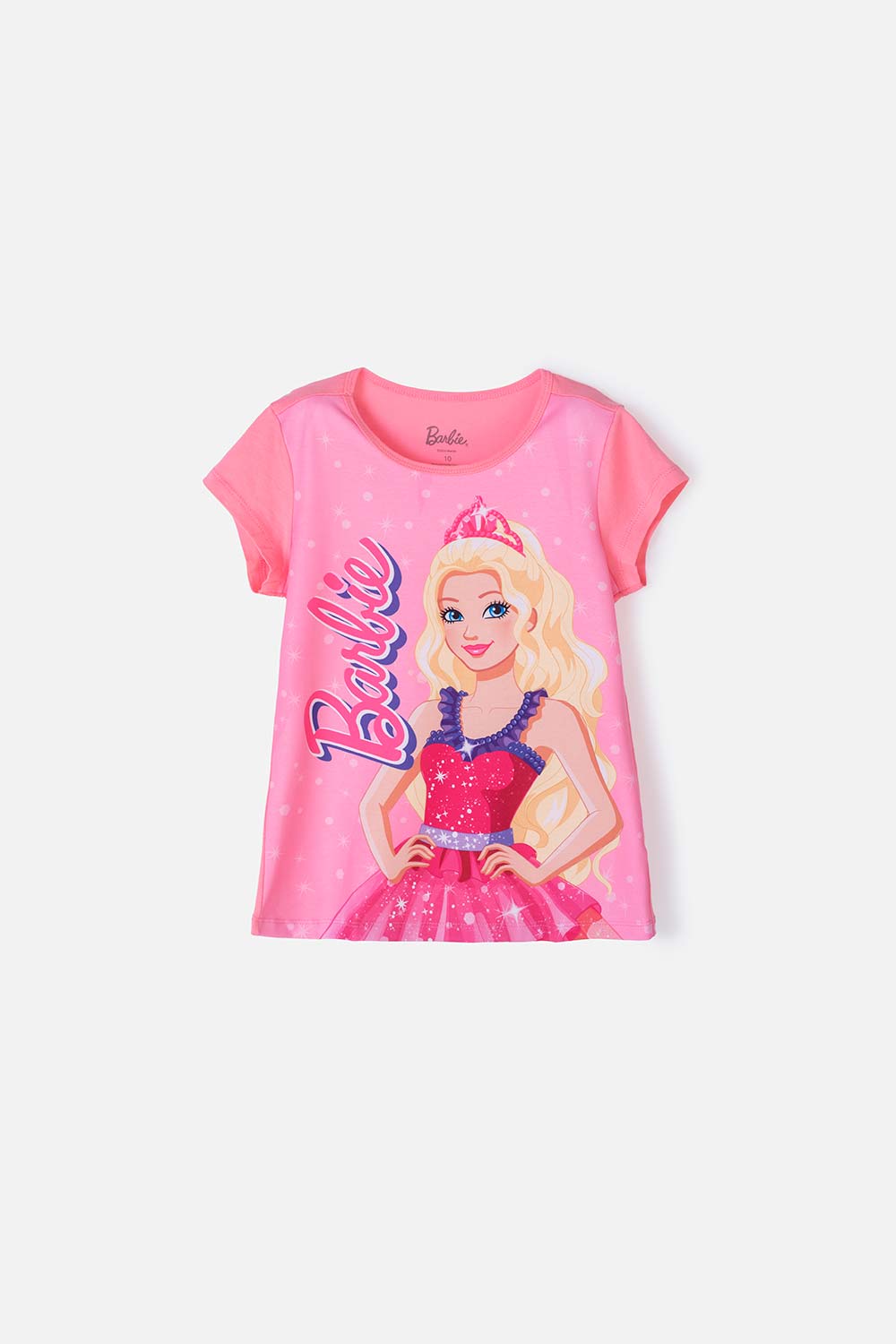 Camiseta de Barbie manga corta rosa para niña