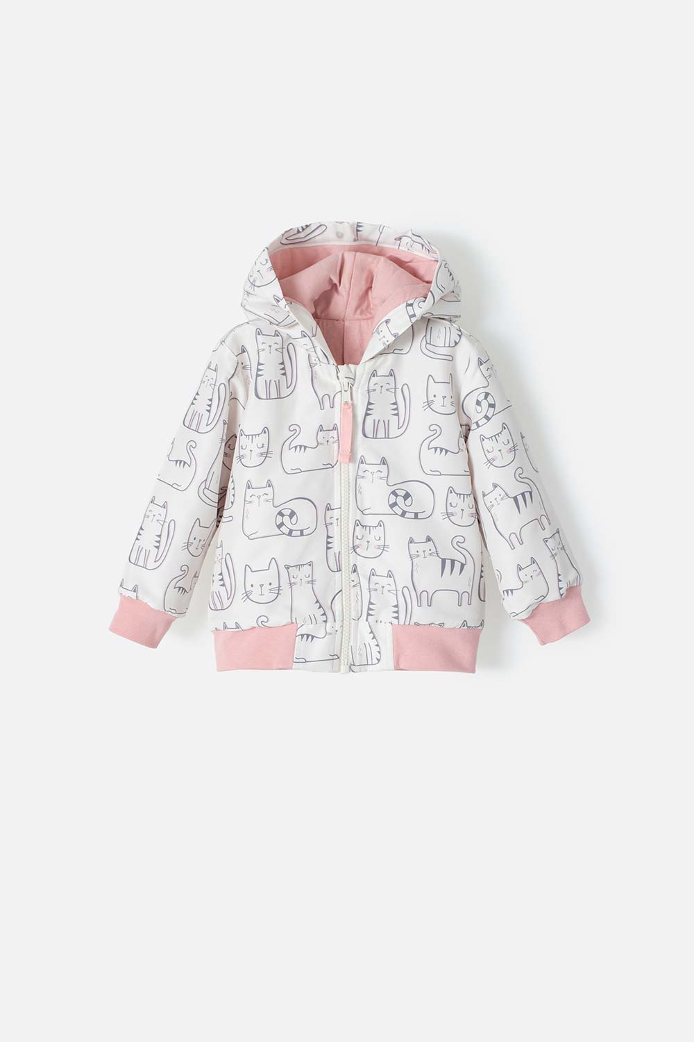 Chaqueta de LittleMic con capucha marfil y palo de rosa para bebé niña