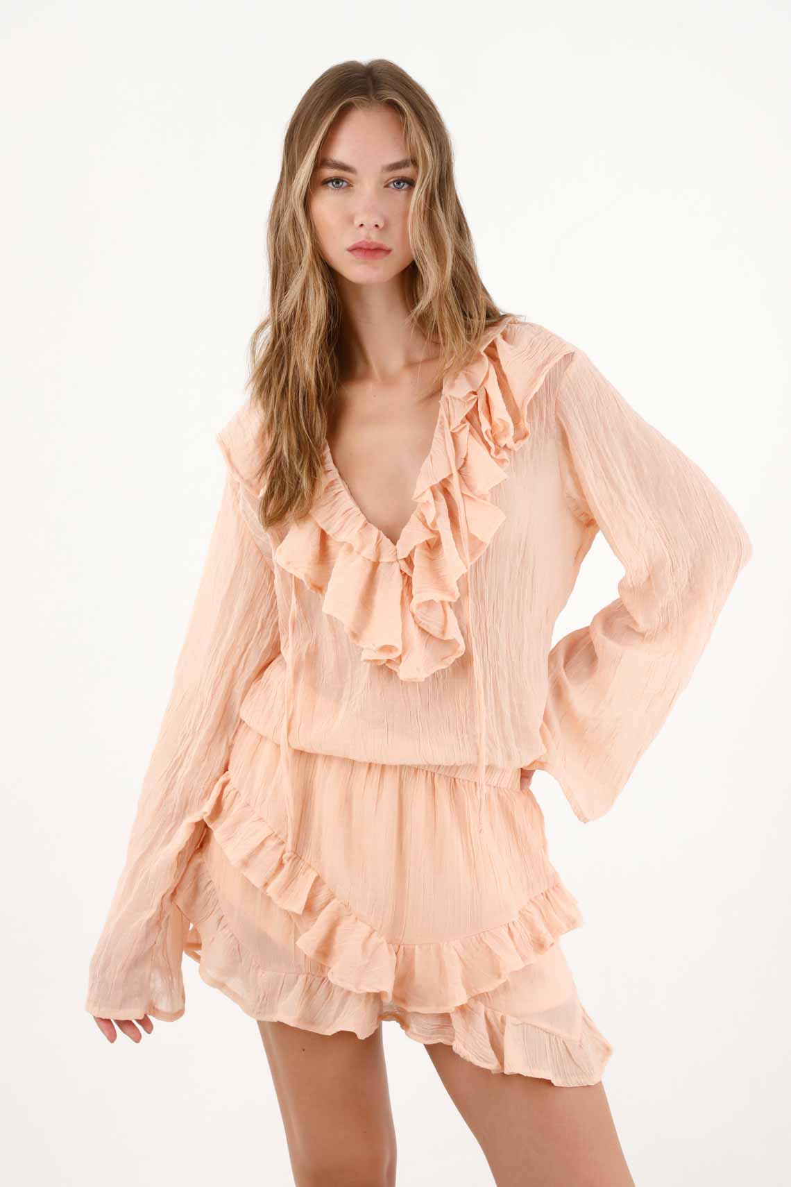 Vestido corto con boleros naranja para mujer
