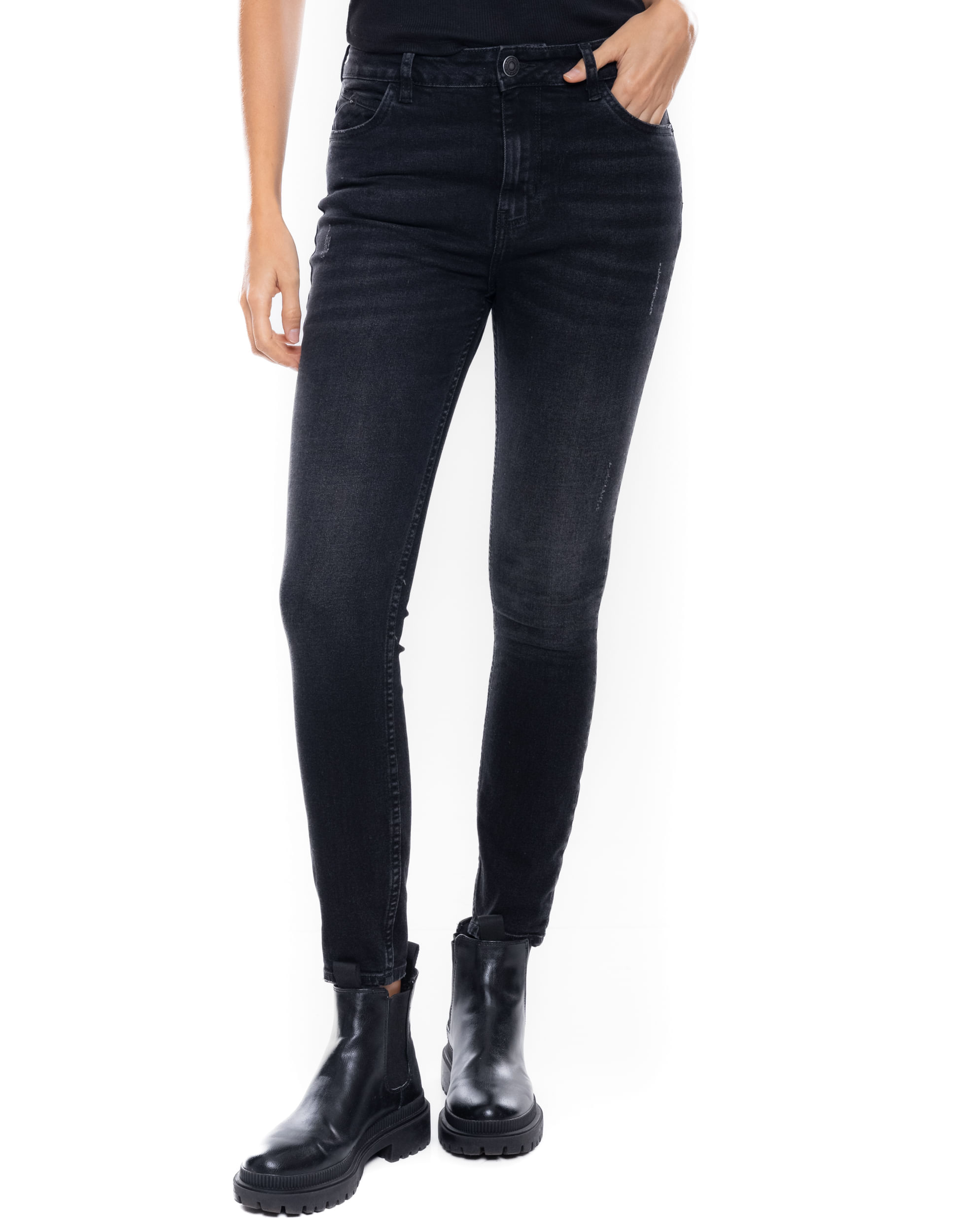 Black Denim Medium Waist Skinny Fit Jeans
