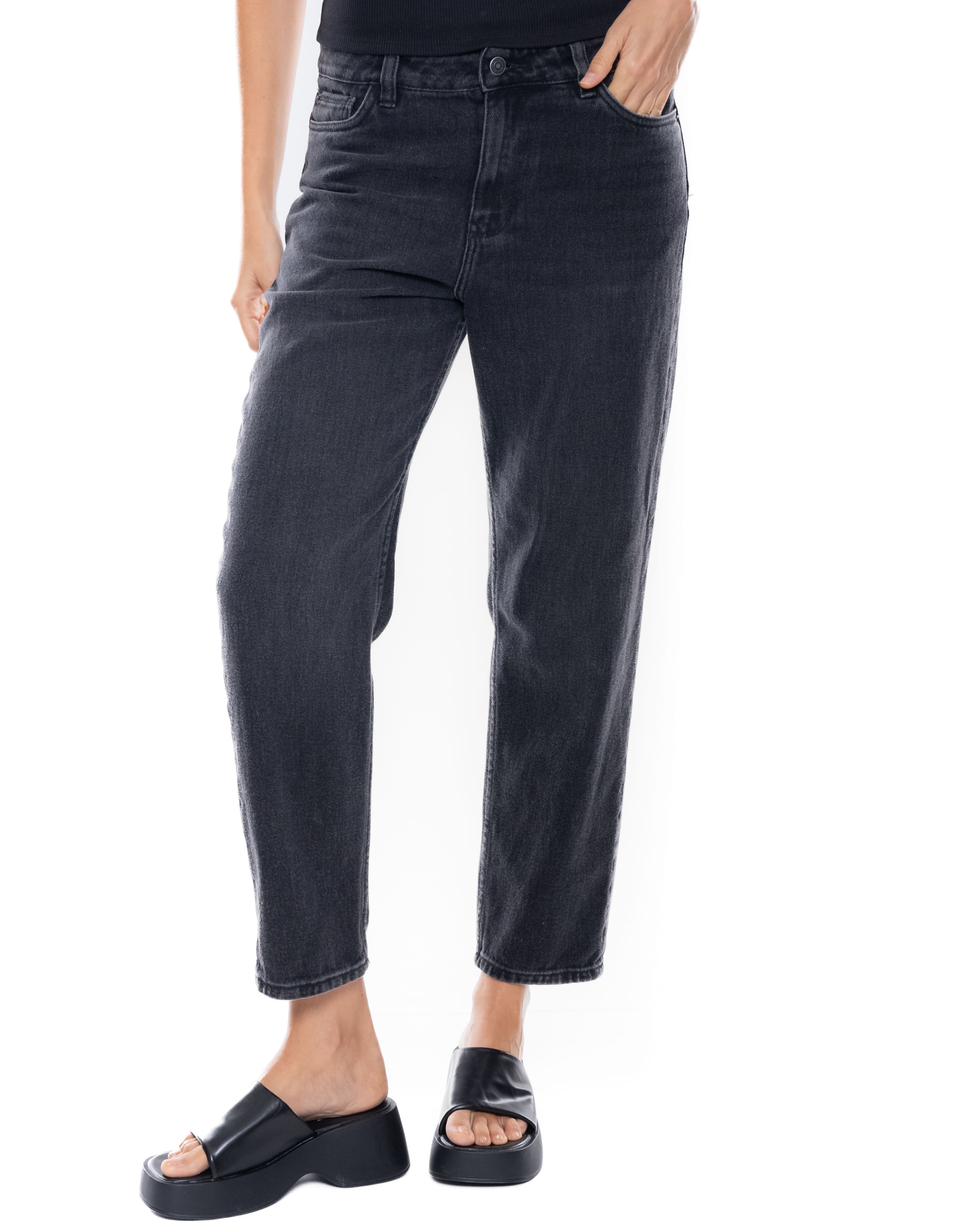 Black Denim High Waist Slouchy Fit Jeans