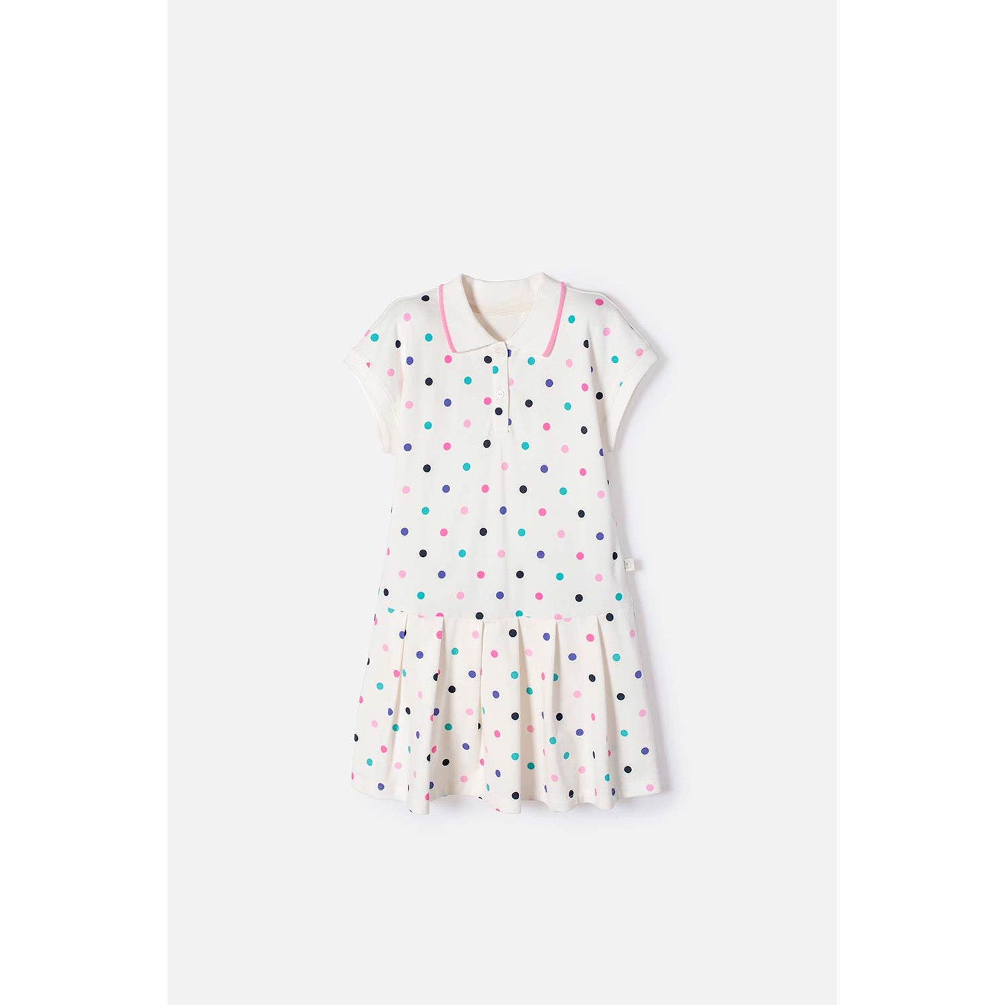Vestido Mic marfil corto tipo polo para niña