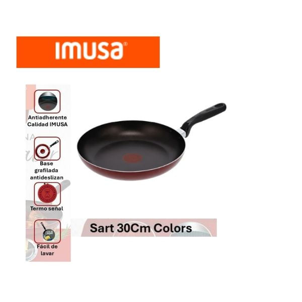 Sartén Antiadherente IMUSA Colors 30cm con Termoseñal y Mango Ergonómico