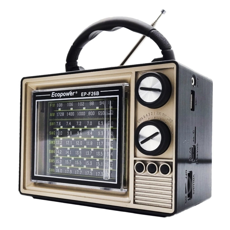 Radio Diseño Antiguo Recargable, Am, Fm, Sw Bluetooth, Usb, Sd, Linterna, Power Bank- Ginebra