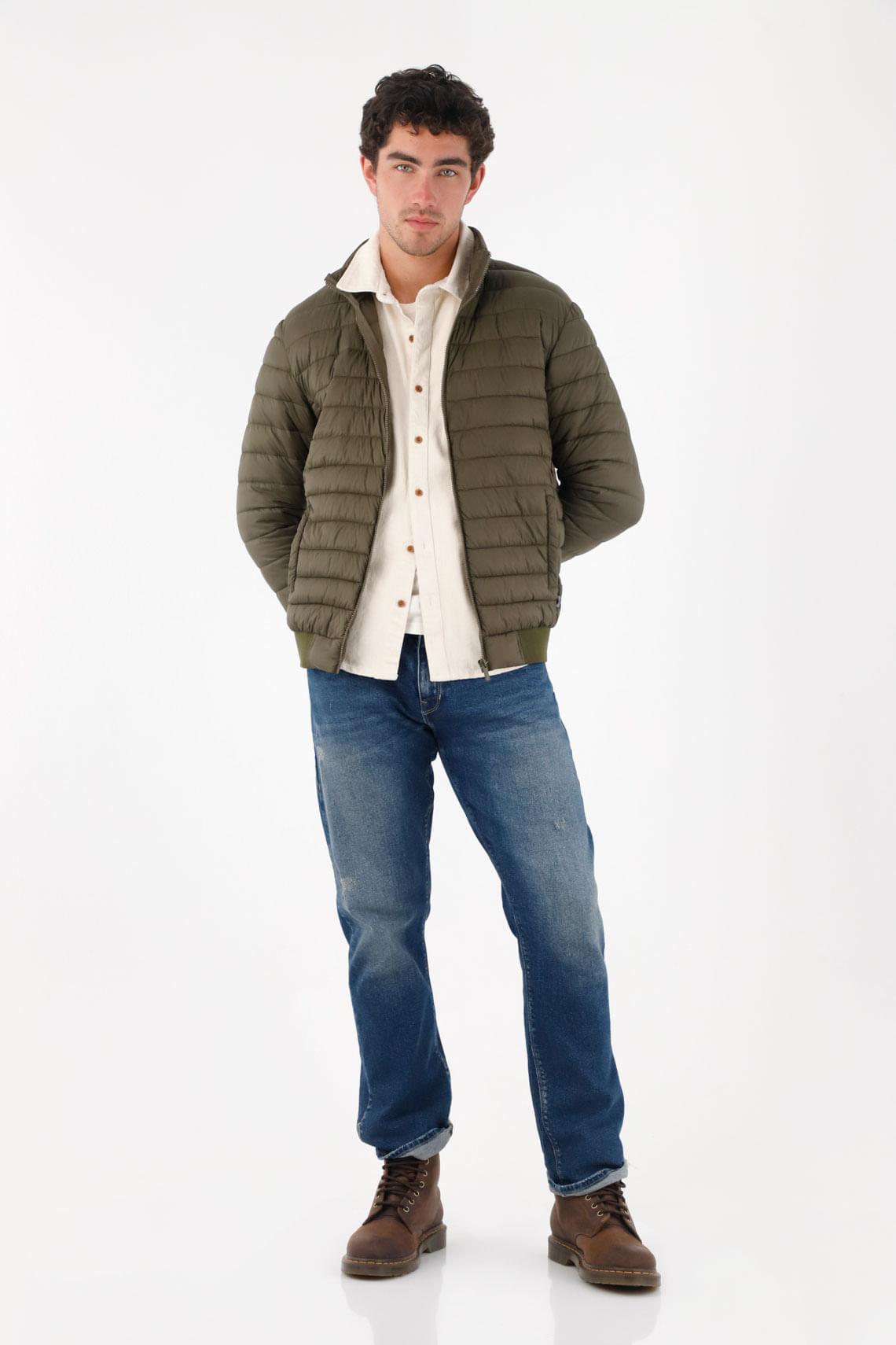 Chaqueta acolchada verde para hombre