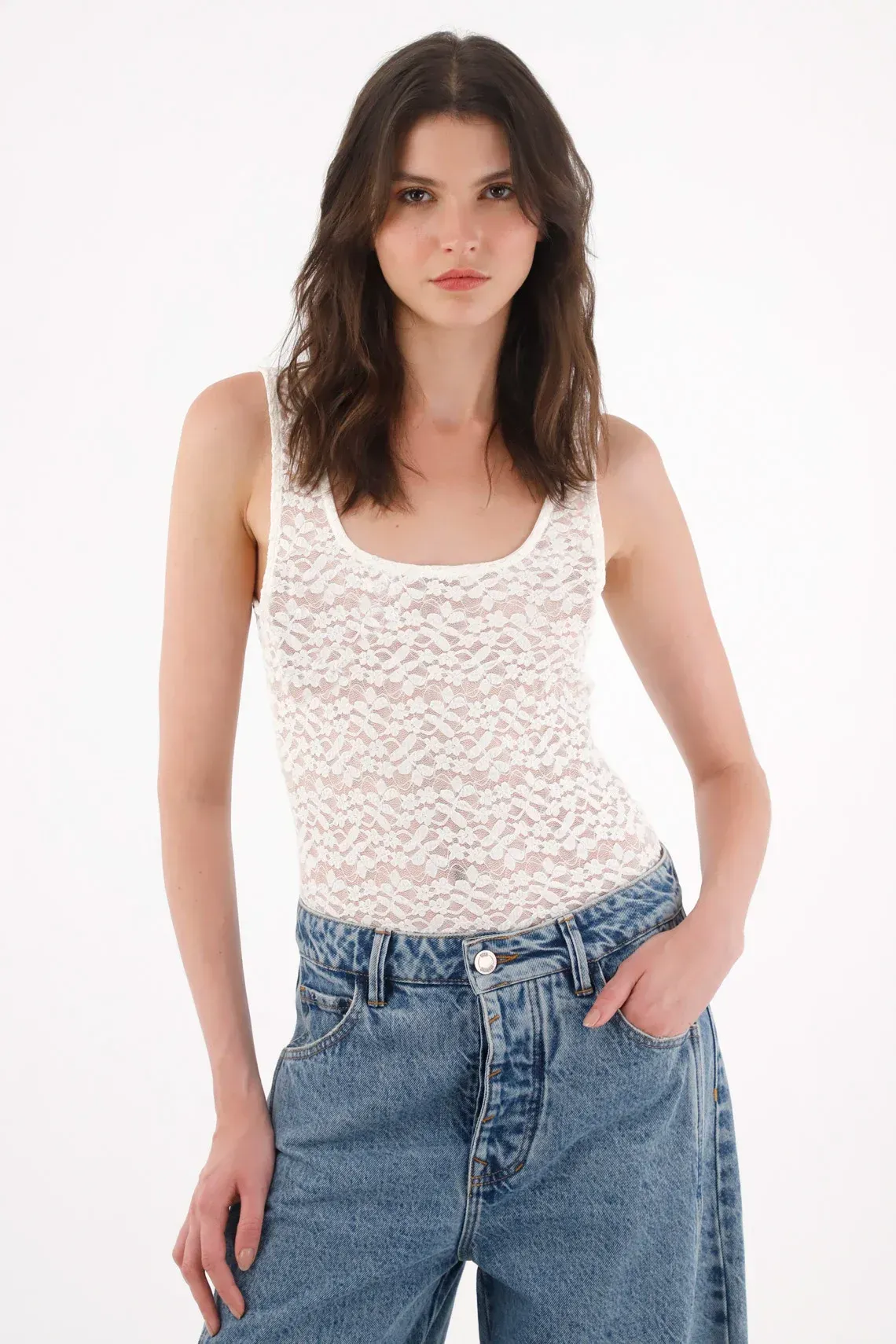 Body con encaje crudo para mujer