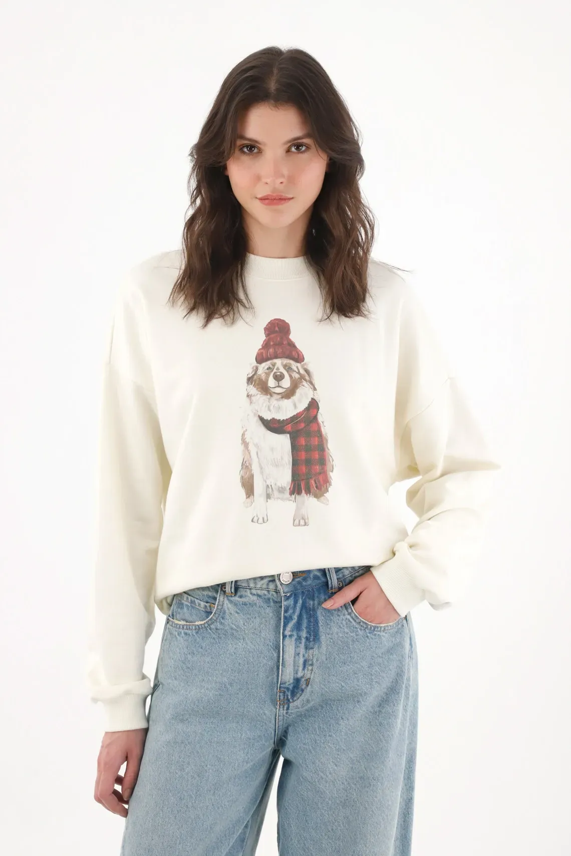 Buzo con estampado navideño para mujer